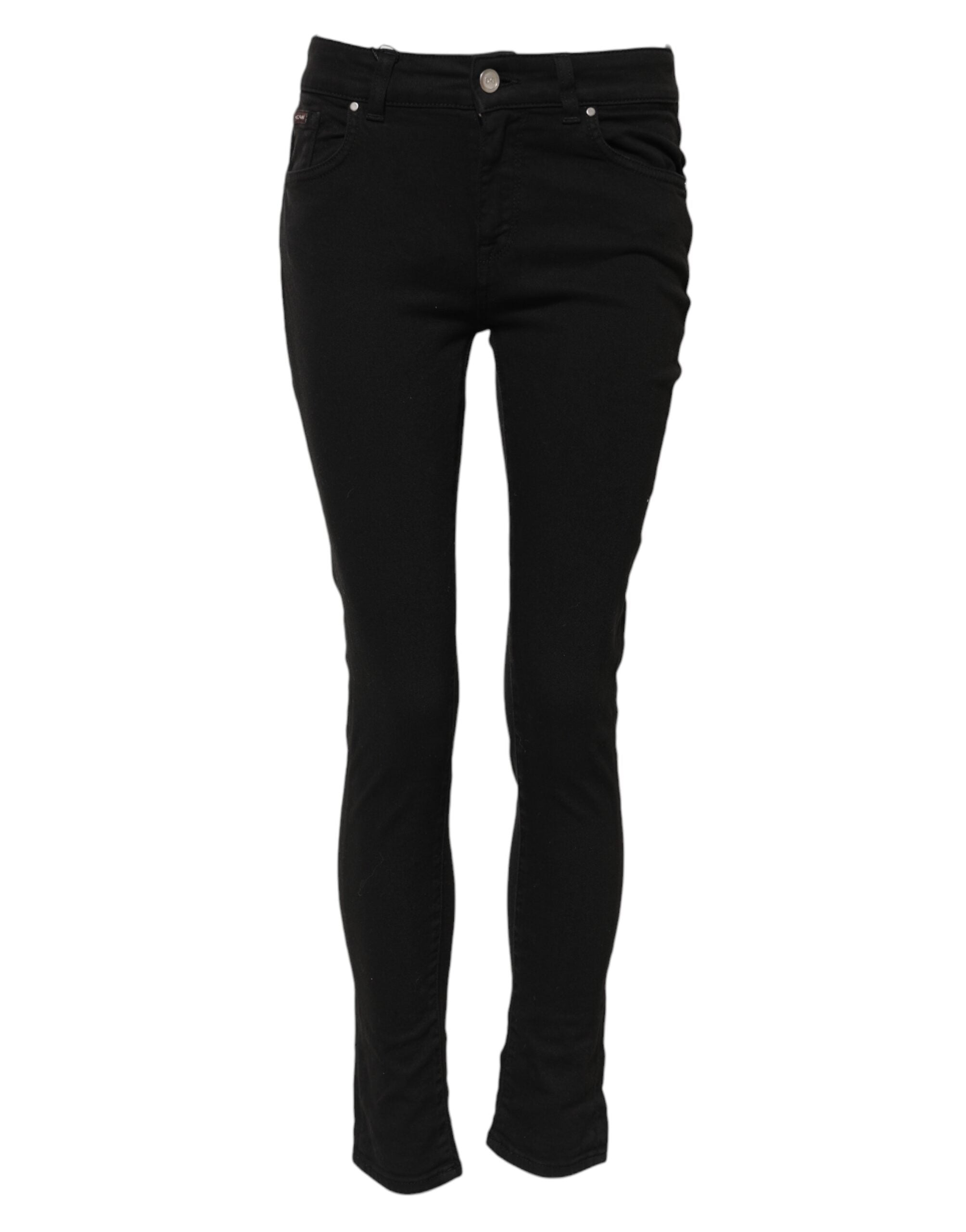 Dolce & Gabbana Schwarze Skinny Denim-Jeans aus Baumwolle mit mittlerer Taille-2