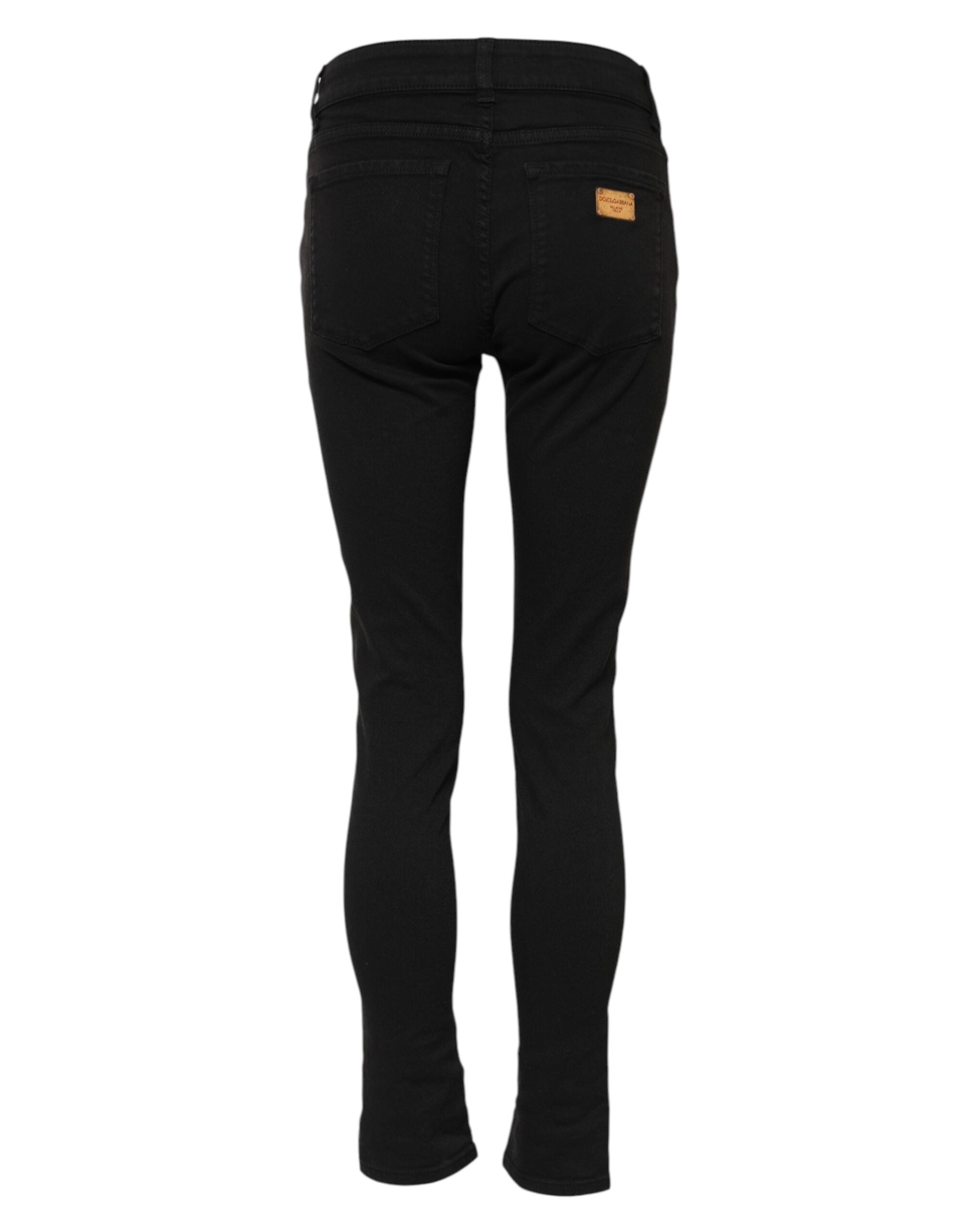 Dolce & Gabbana Schwarze Skinny Denim-Jeans aus Baumwolle mit mittlerer Taille-3