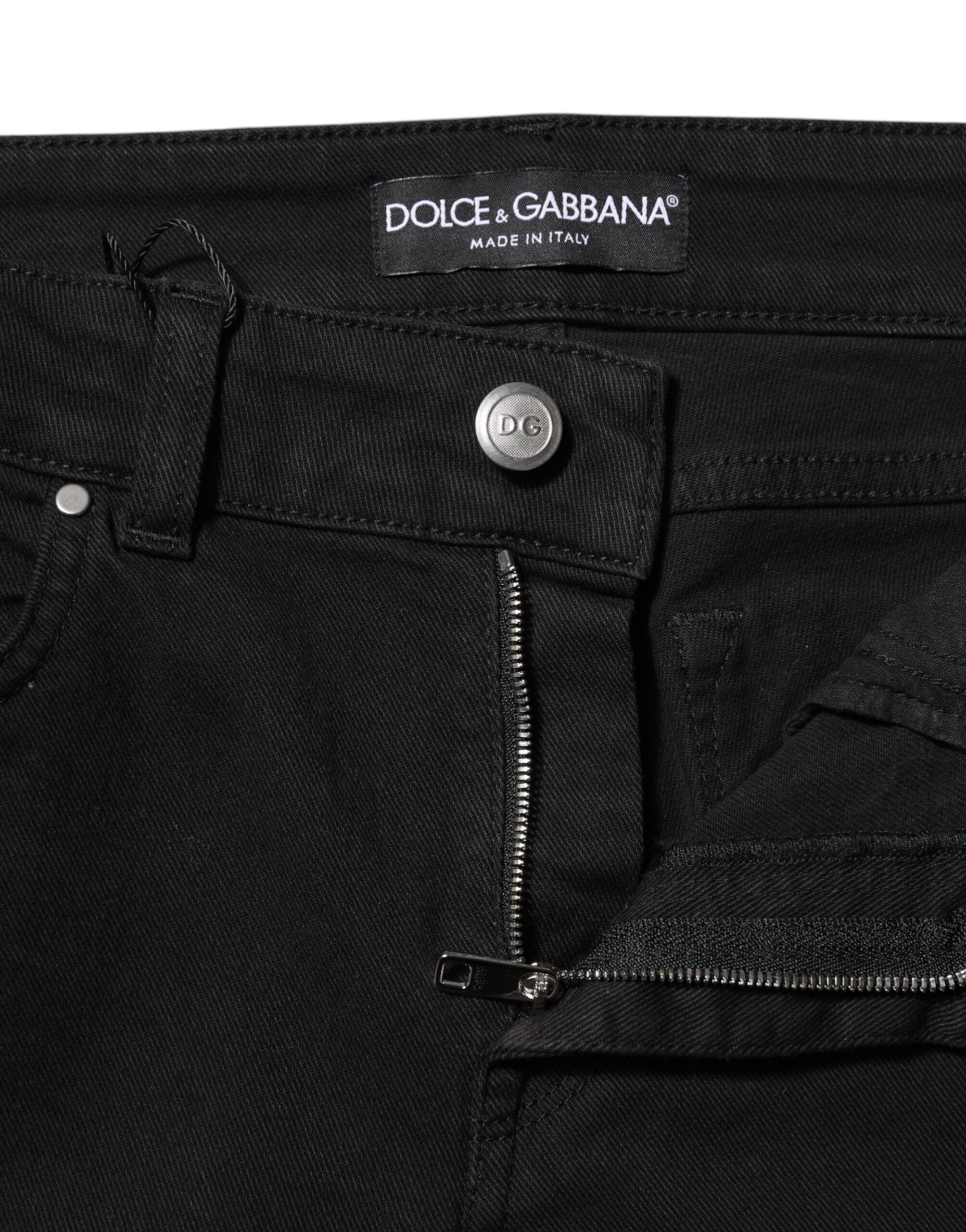 Dolce & Gabbana Schwarze Skinny Denim-Jeans aus Baumwolle mit mittlerer Taille-4
