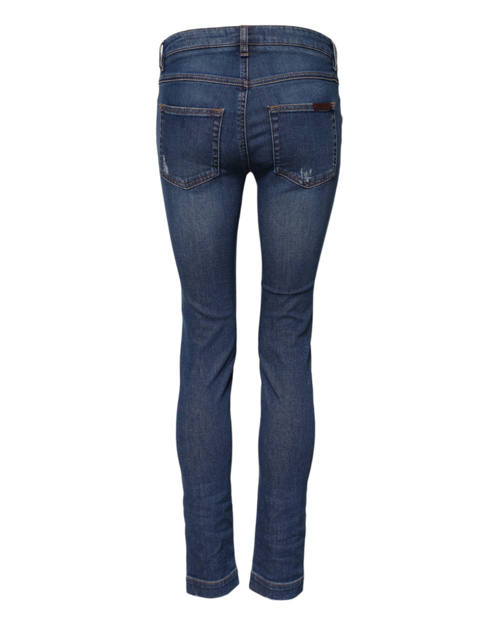 Dolce & Gabbana Blue Skinny Denim Jeans in Cotton with a Low Waist -3