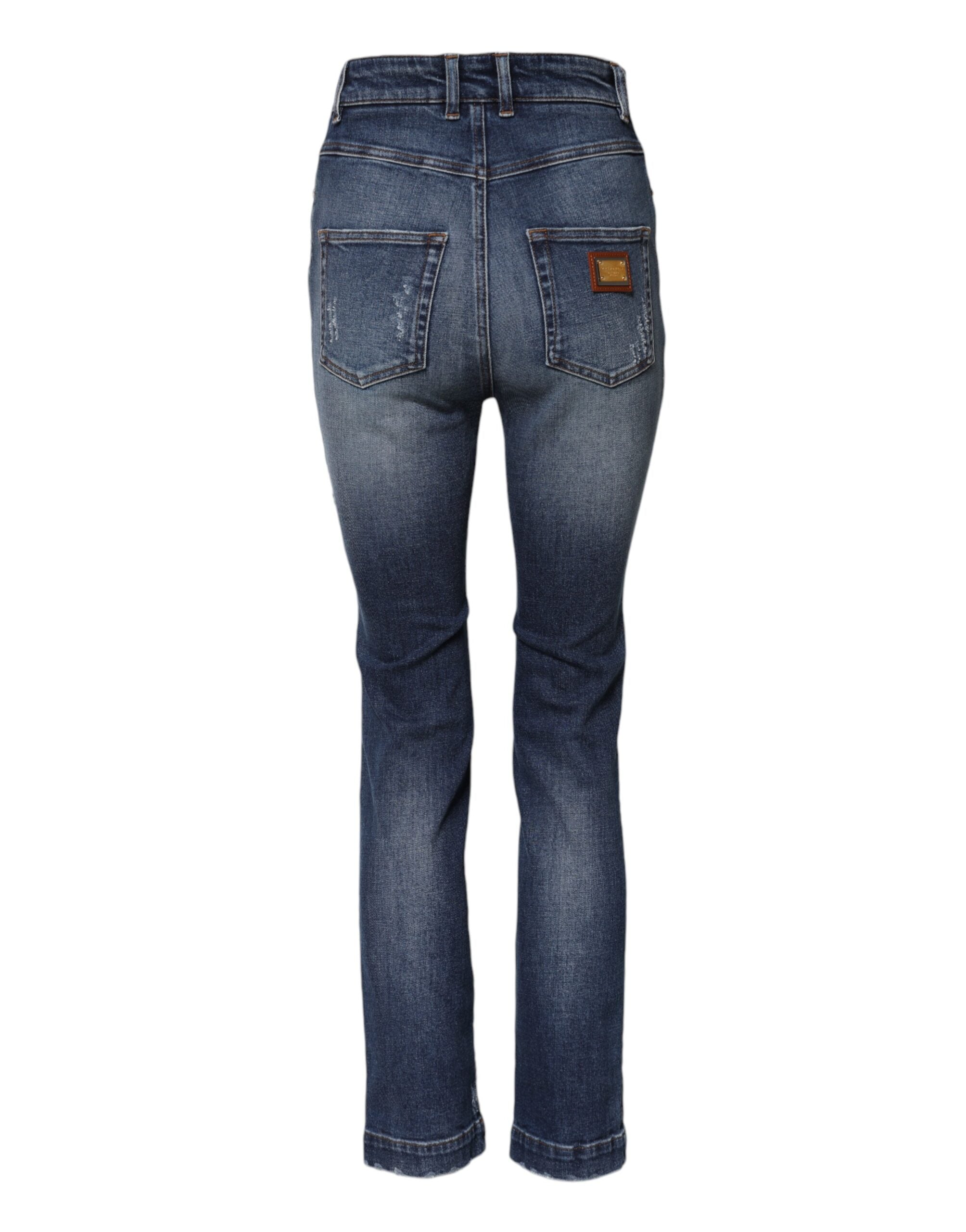 Dolce & Gabbana blue denim jeans with rhinestone embellishment -3