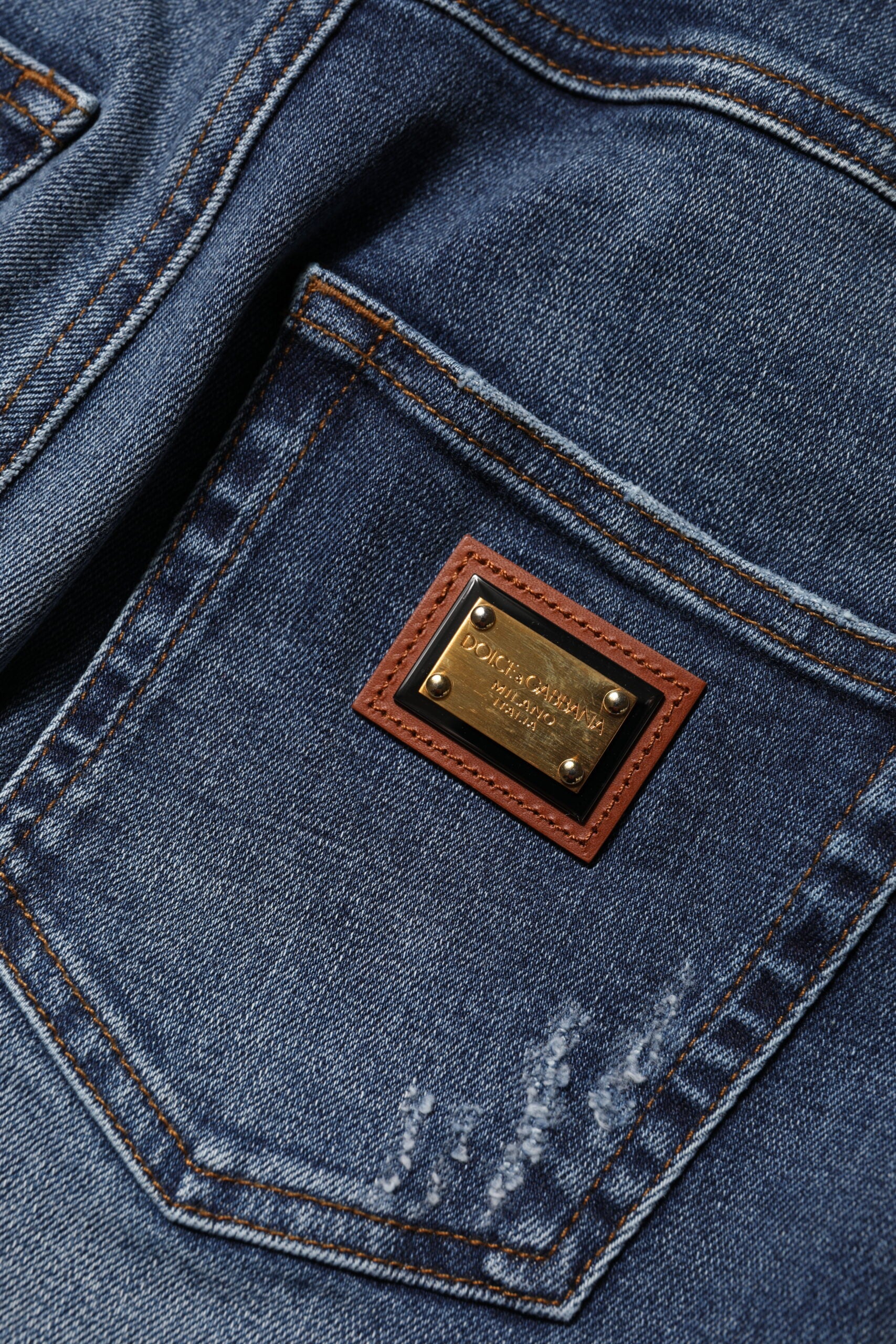 Dolce & Gabbana blue denim jeans with rhinestone embellishment -6
