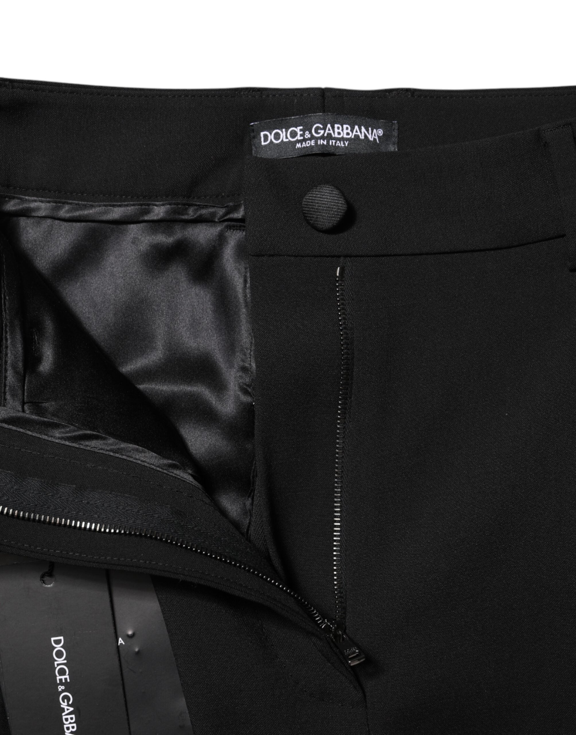 Dolce & Gabbana Black high-waisted formal trousers in wool -4