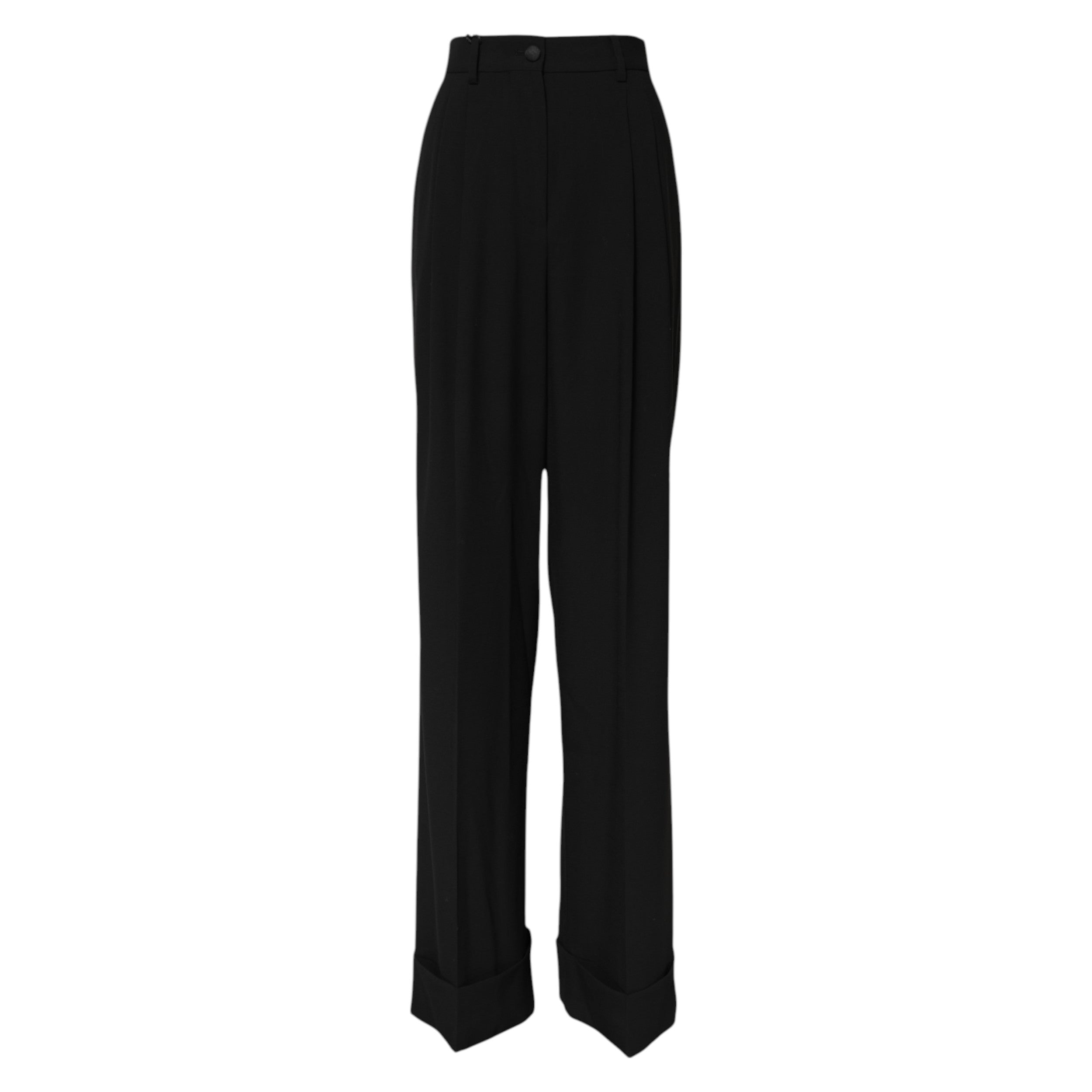 Dolce & Gabbana Black high-waisted formal trousers in wool -5