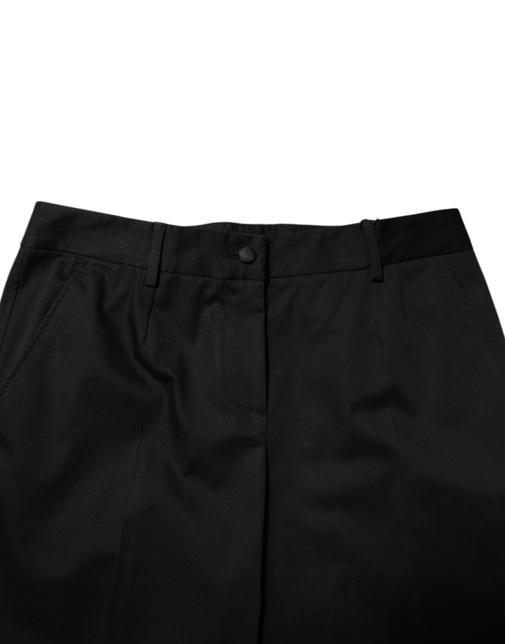 Dolce & Gabbana Black high-waisted formal trousers in cotton -4