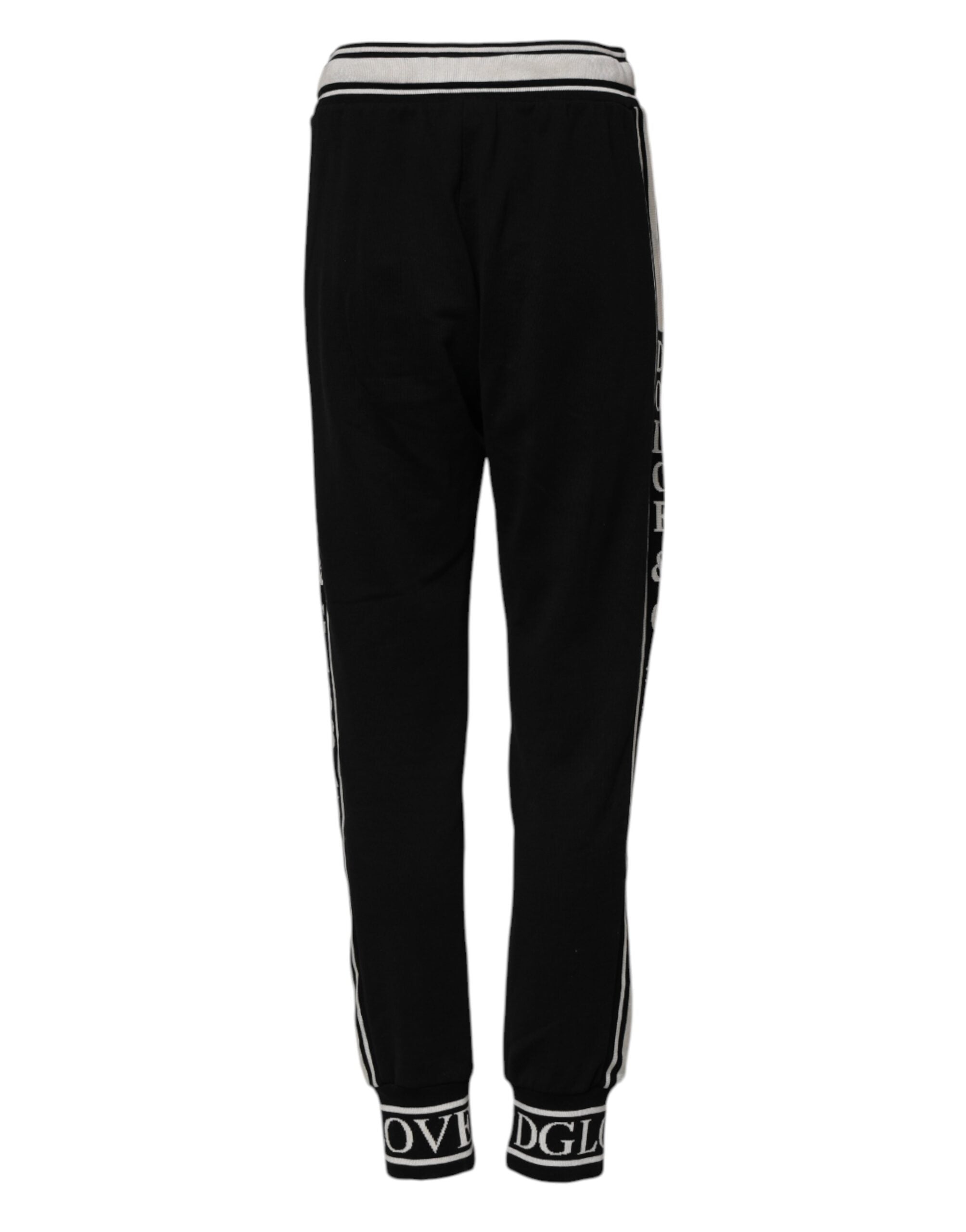 Dolce & Gabbana Schwarze Baumwoll-Jogger-Hose mit Logo-Taille-3