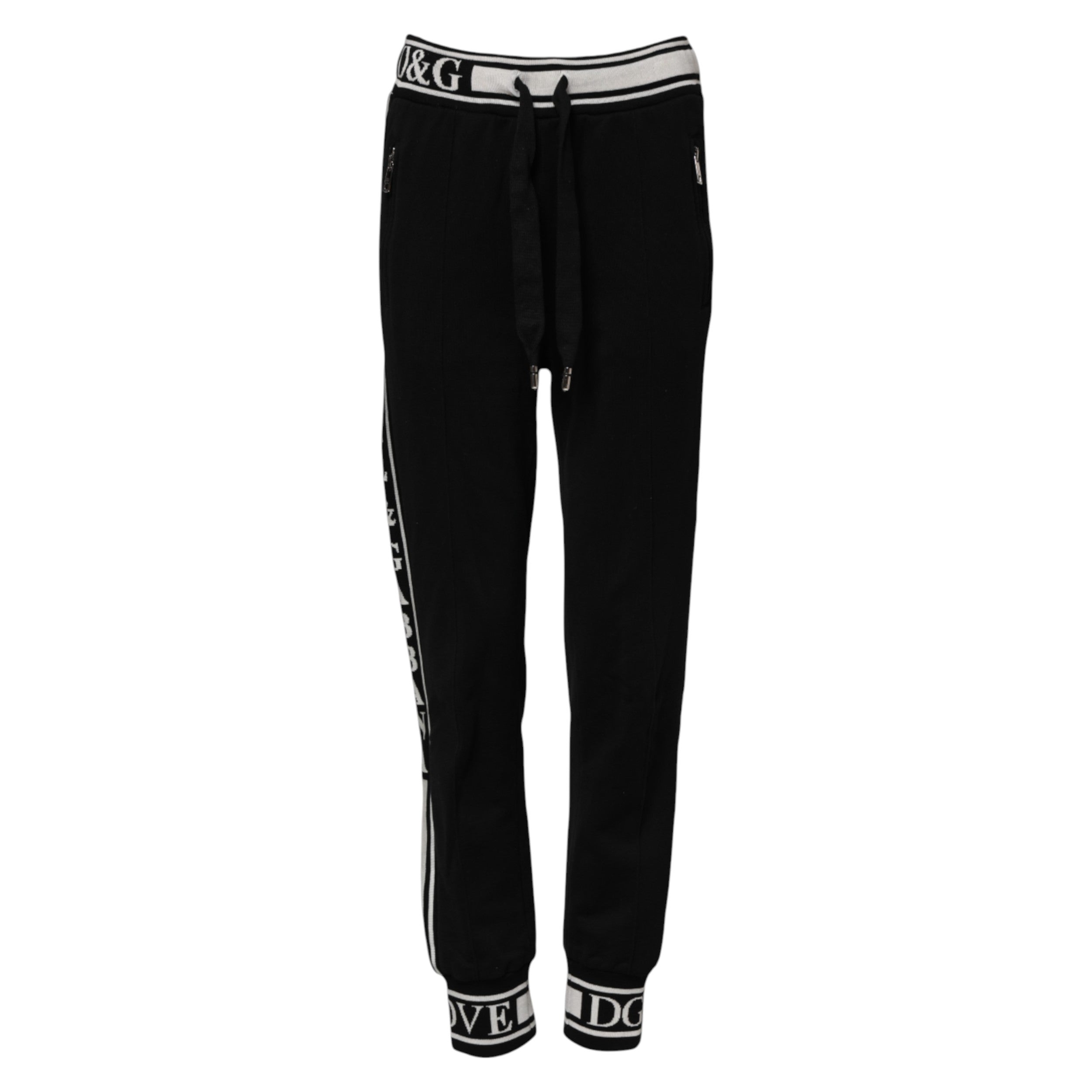 Dolce & Gabbana Schwarze Baumwoll-Jogger-Hose mit Logo-Taille-5