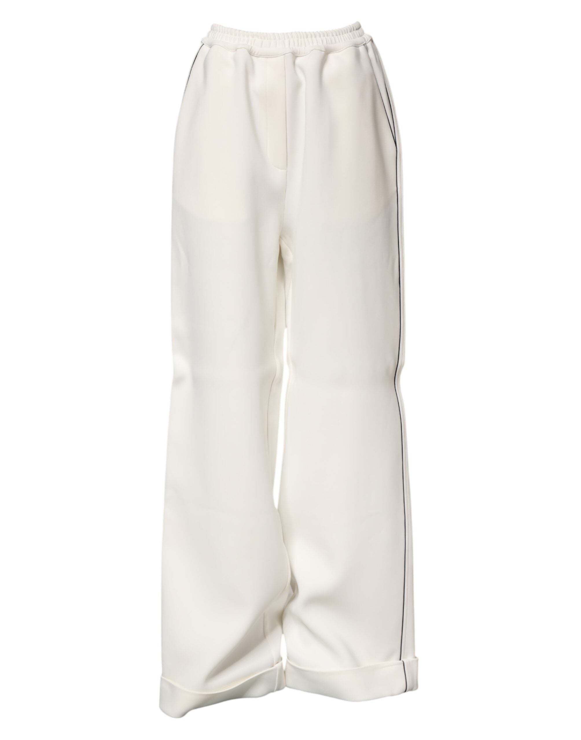 Dolce & Gabbana White viscose wide-leg pull-on trousers -1