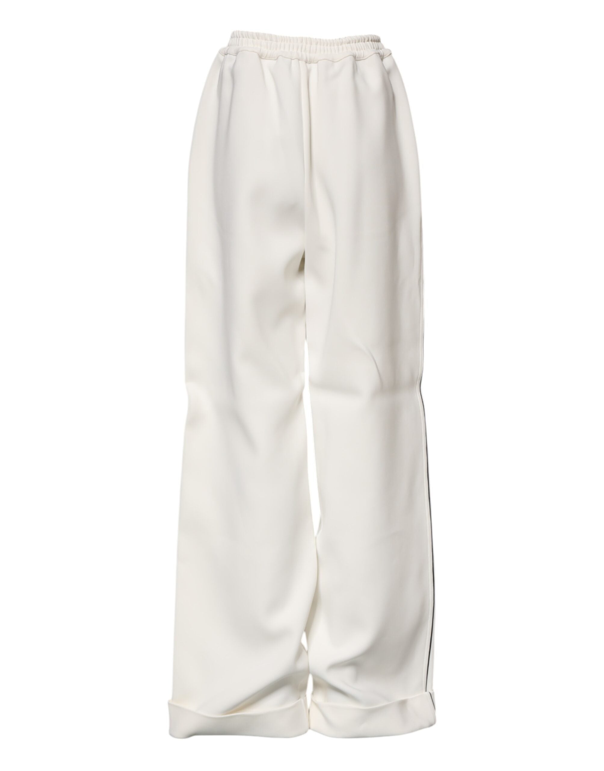 Dolce & Gabbana White viscose wide-leg pull-on trousers -3