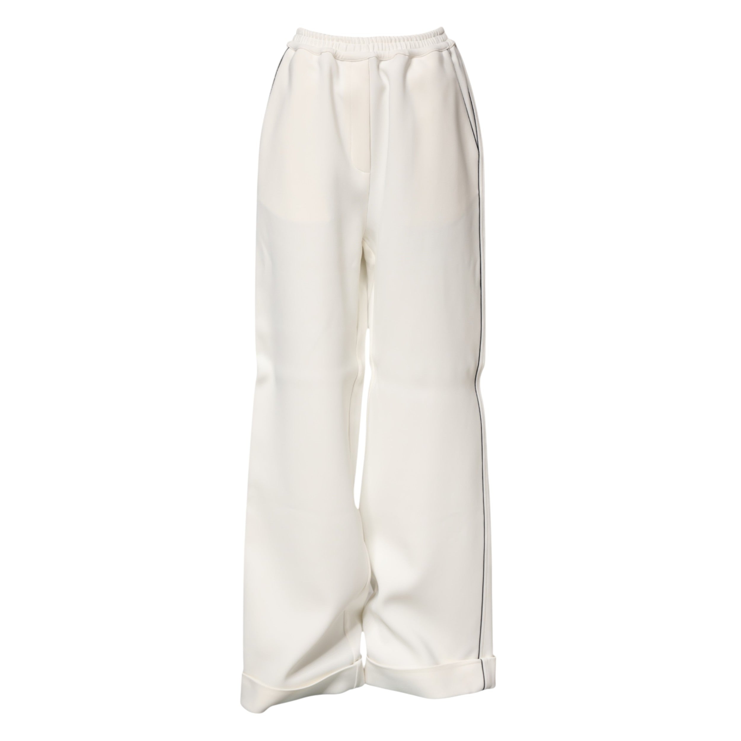 Dolce & Gabbana White viscose wide-leg pull-on trousers -5