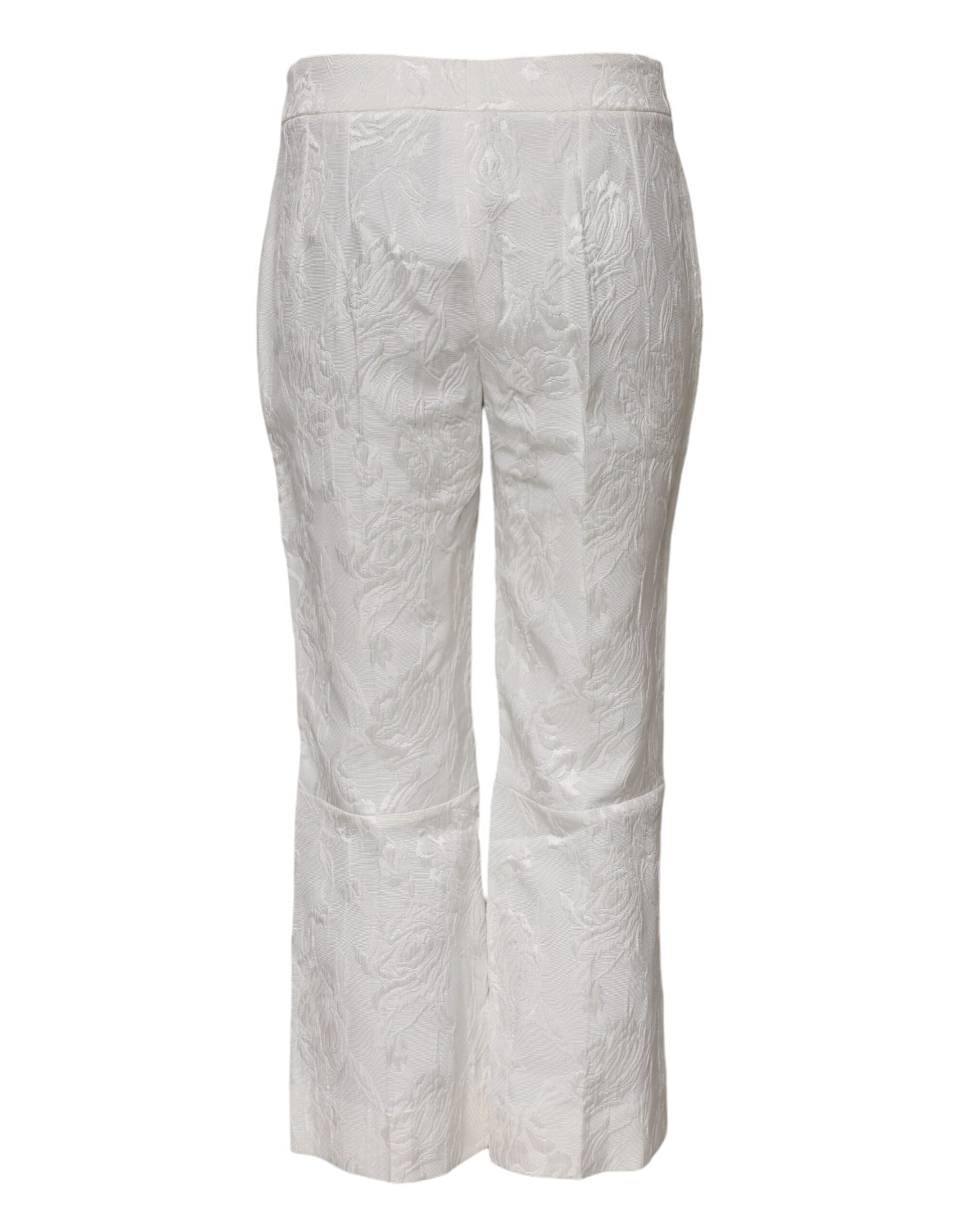 Pantalón jacquard blanco de algodón con estampado floral de Dolce & Gabbana -3
