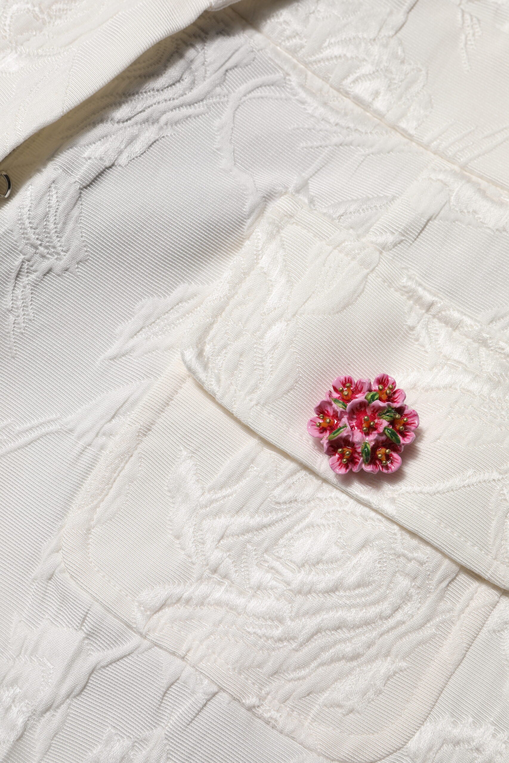 Pantalón jacquard blanco de algodón con estampado floral de Dolce & Gabbana -5