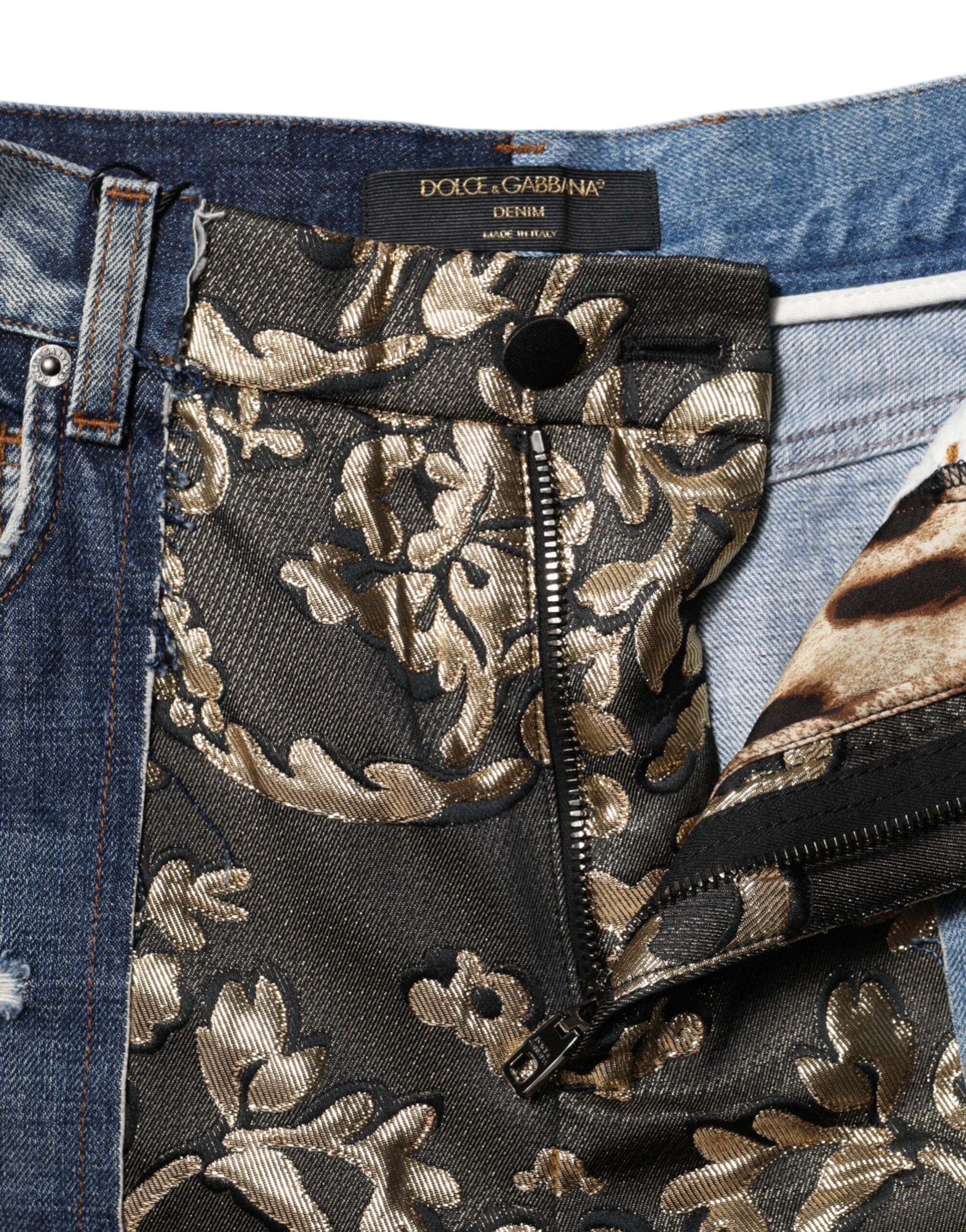 Vaqueros tapered multicolores de Dolce & Gabbana con patchwork -4
