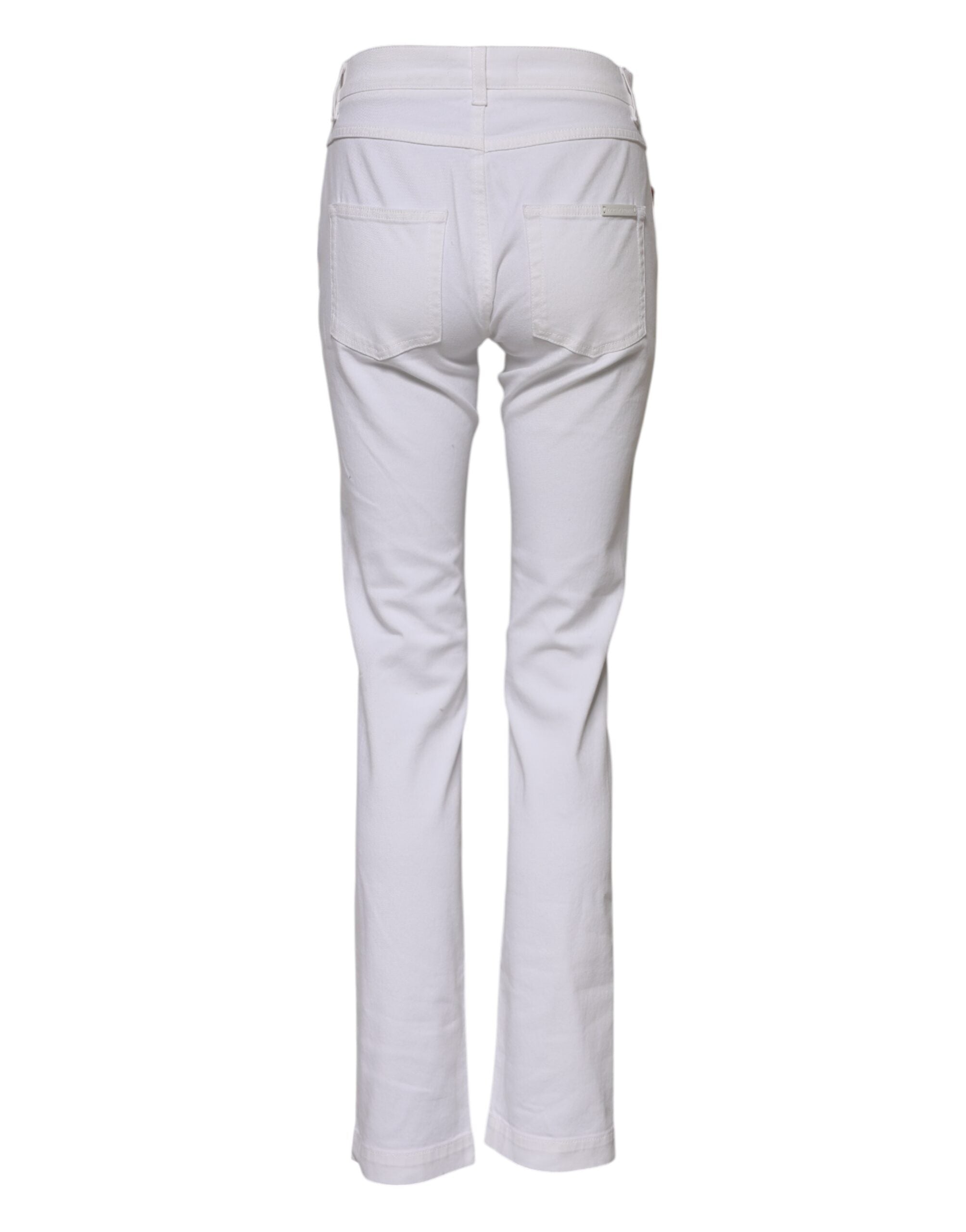 Dolce & Gabbana White Denim Jeans with Floral Embroidery GIRLY -3
