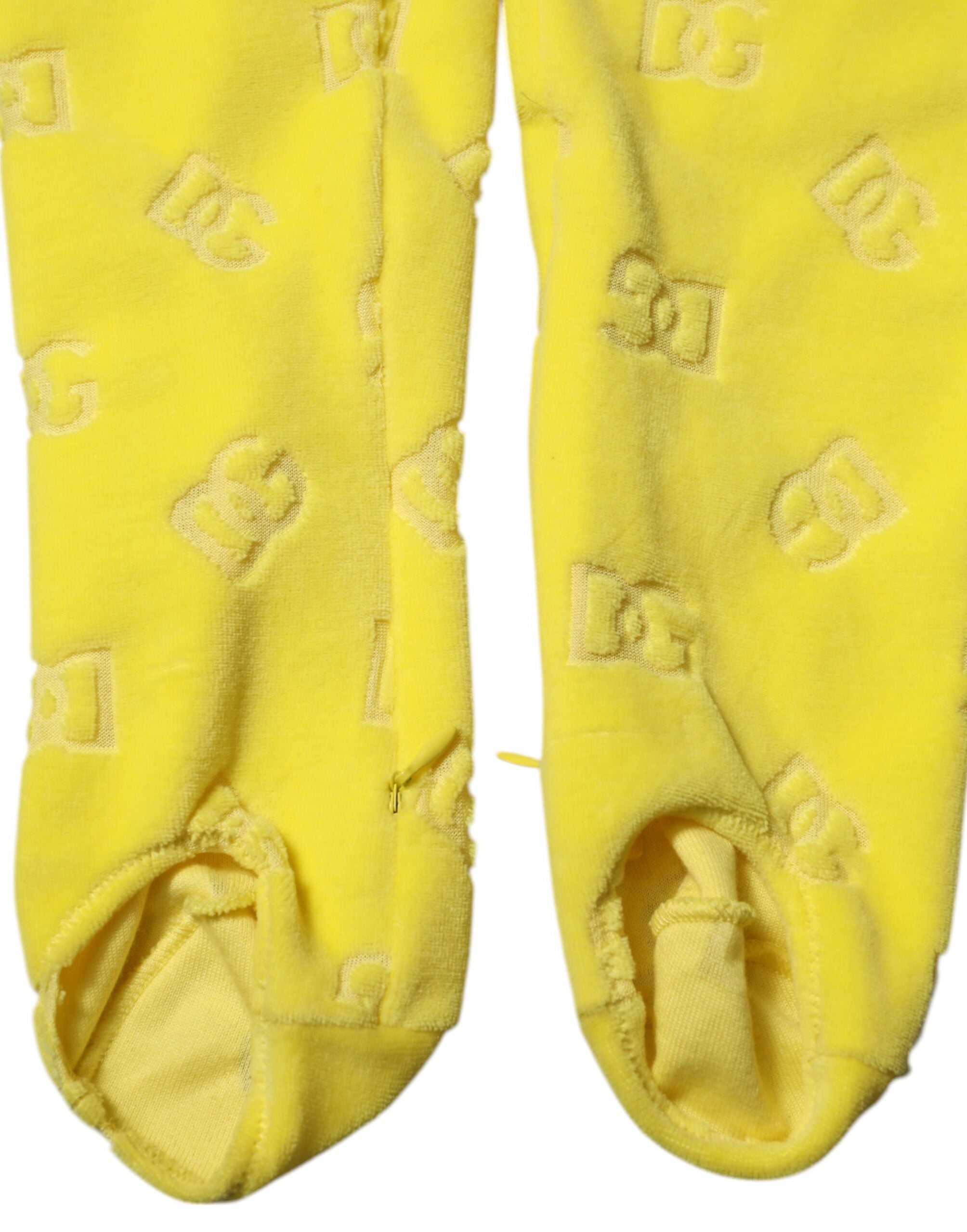 Dolce & Gabbana Yellow Logo Slim Fit Leggings Trousers -5