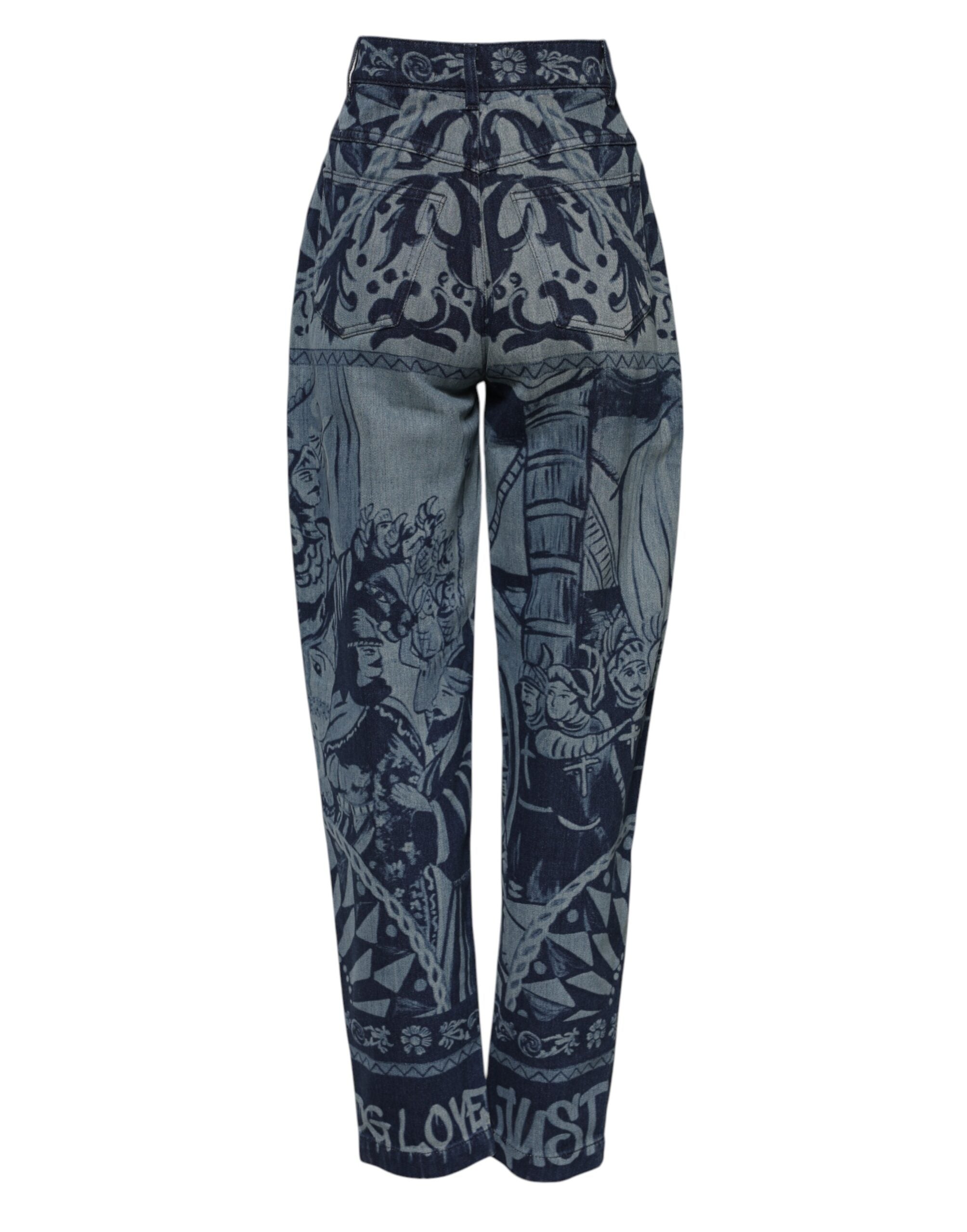 Dolce & Gabbana Blaue Graphic Print Tapered Denim Jeans-3