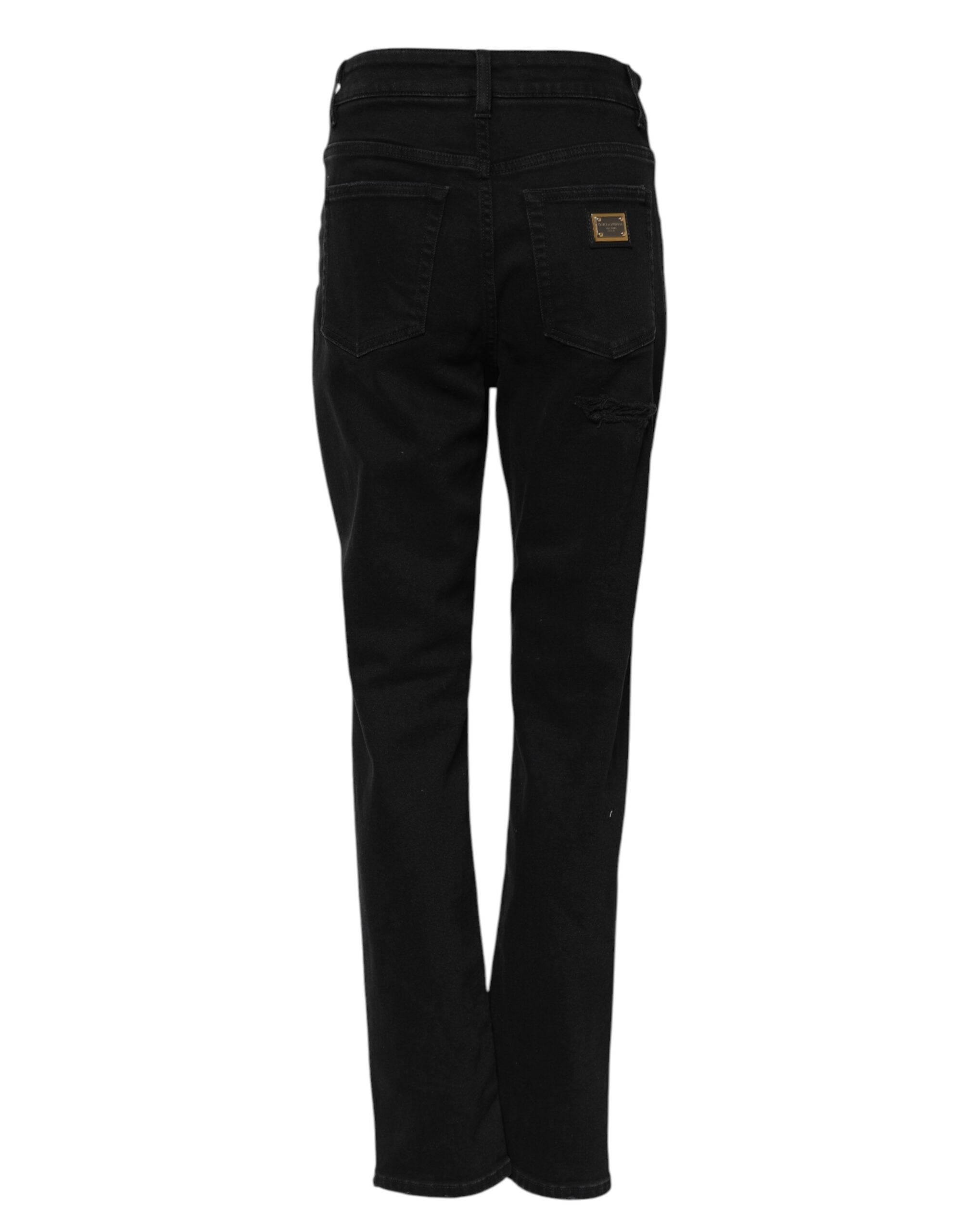 Vaqueros boyfriend negros de algodón con perneras acampanadas de Dolce & Gabbana -3