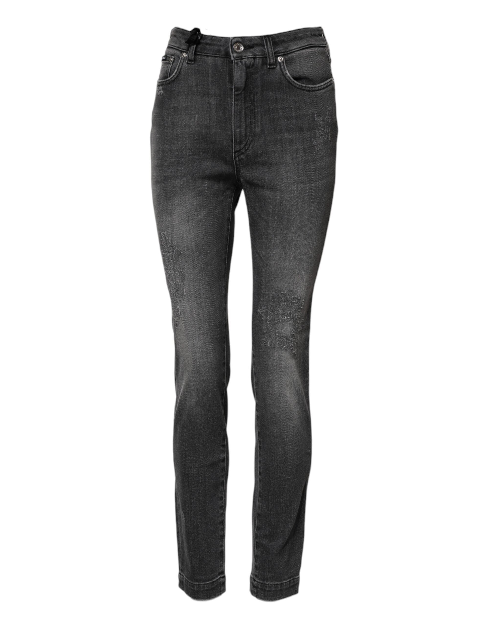 Dolce & Gabbana Dark Grey AUDREY Cotton Skinny Jeans in Denim -1