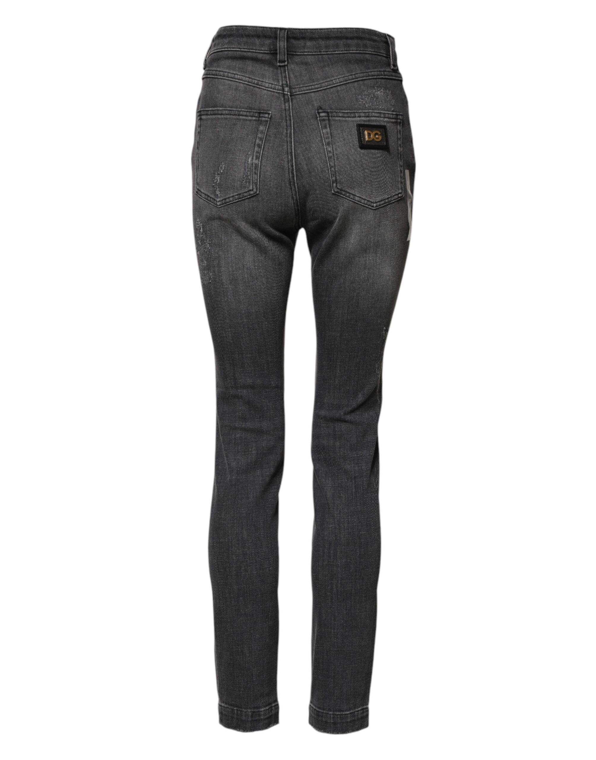 Dolce & Gabbana Dark Grey AUDREY Cotton Skinny Jeans in Denim -3