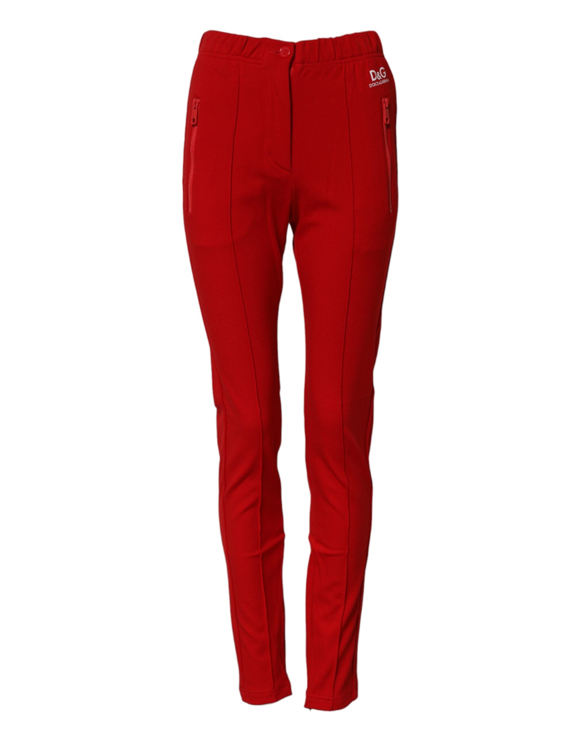 Dolce & Gabbana Rote Slim Fit-Hose mit mittlerer Taille-1