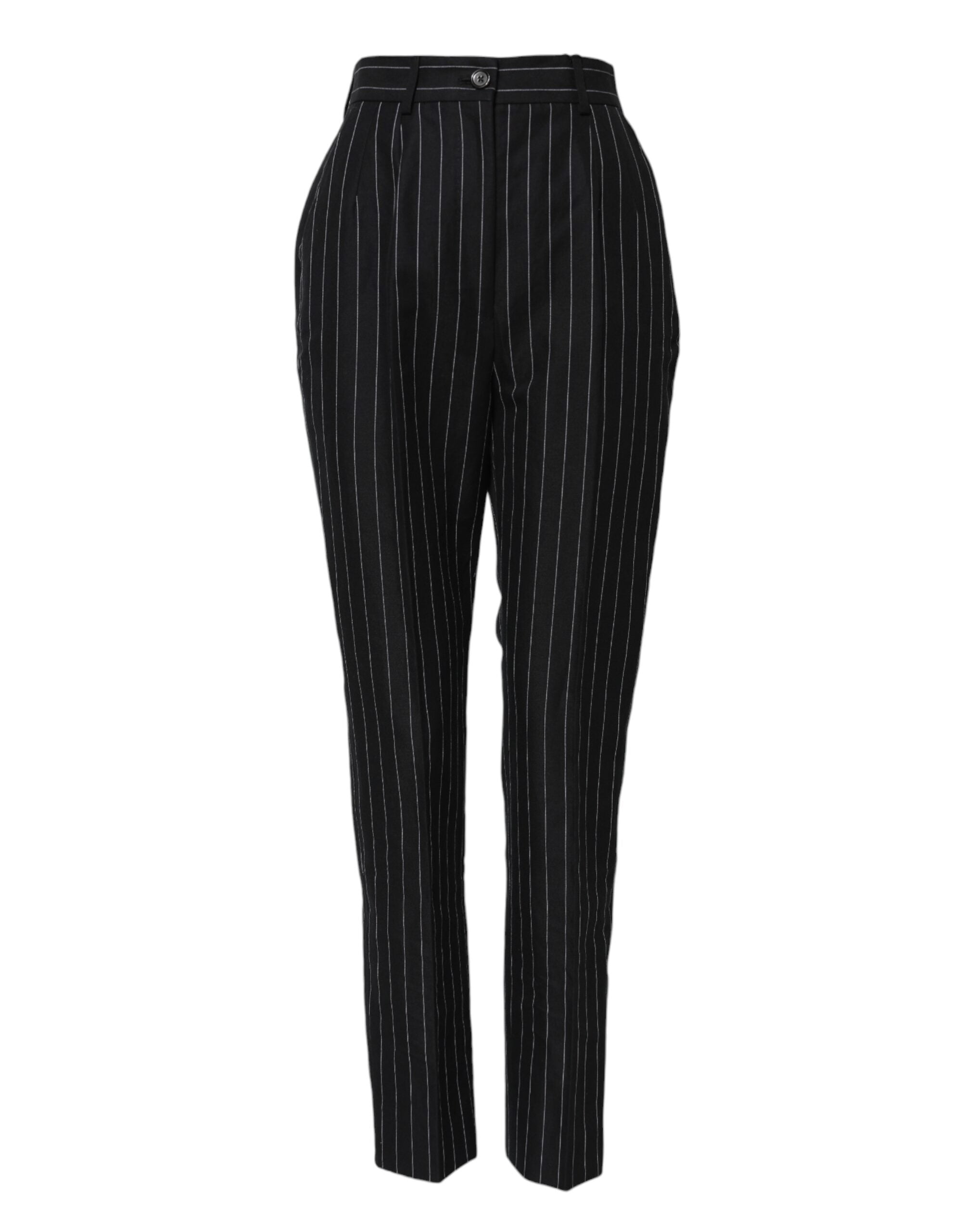 Dolce & Gabbana Black striped tapered high-waisted pants -2