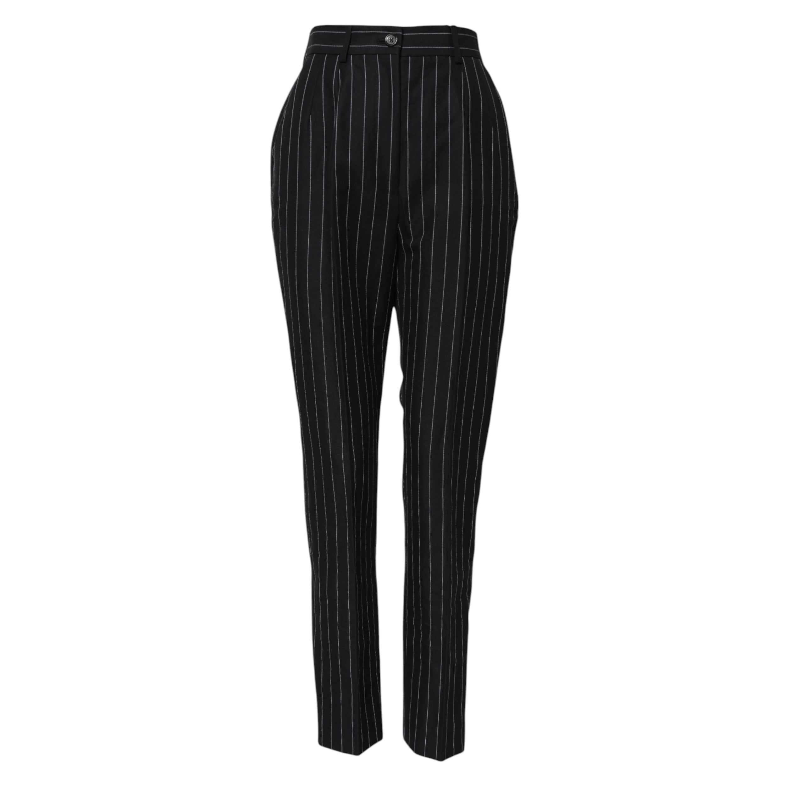 Dolce & Gabbana Black striped tapered high-waisted pants -4