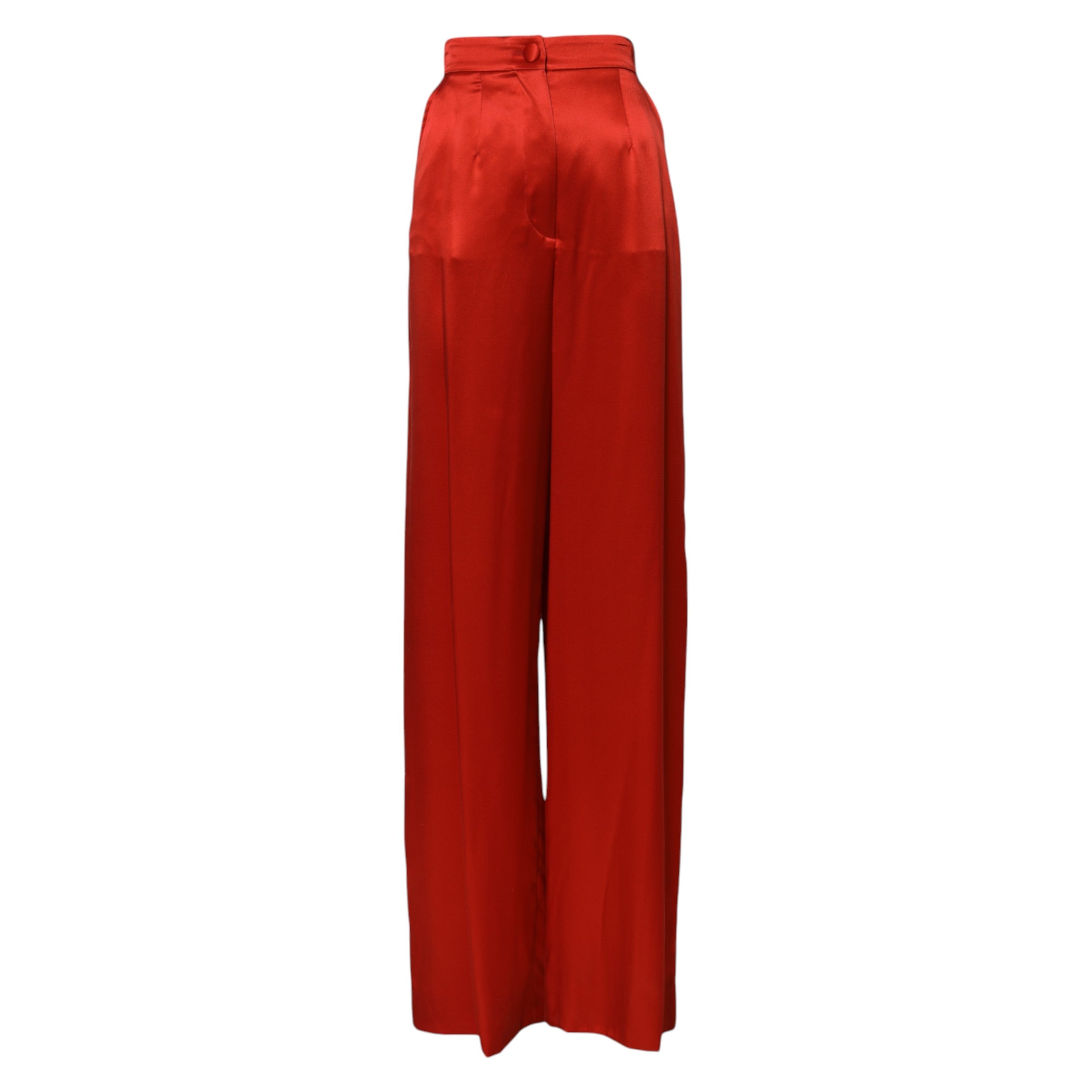Pantalón Dolce & Gabbana de satén rojo con cintura alta y pernera ancha -5