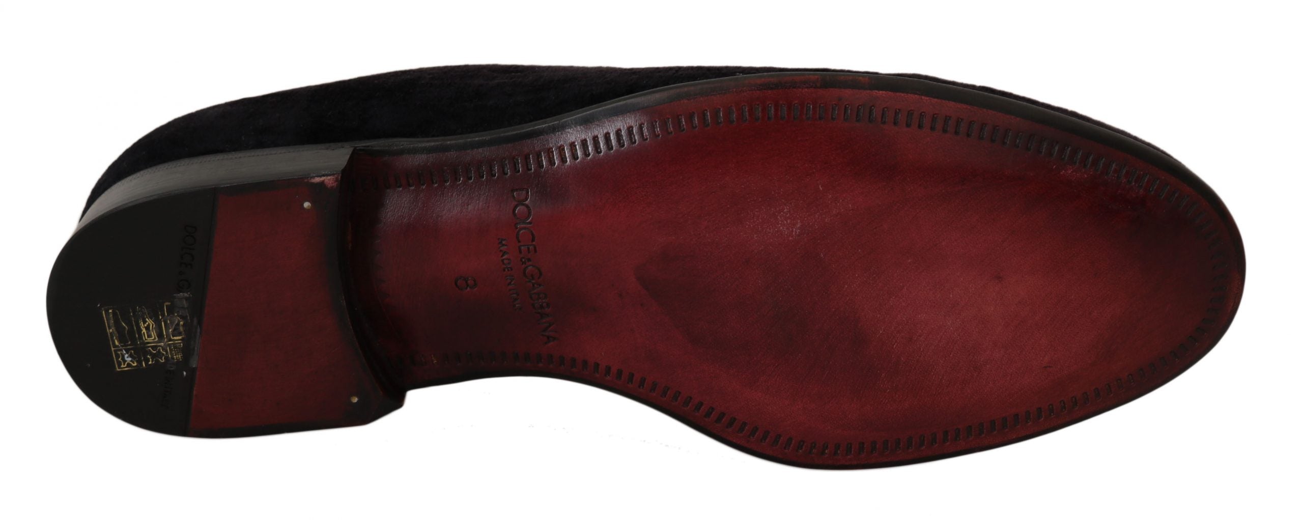 Dolce & Gabbana Loafers Black Velvet Gold Crown-2