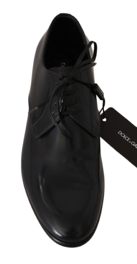 Dolce & Gabbana polished derby shoes in blue leather-2