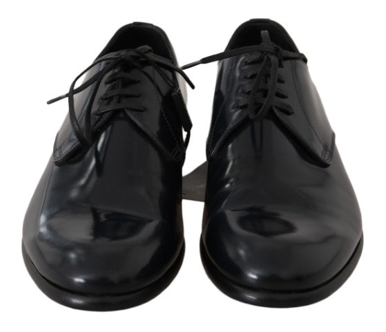 Dolce & Gabbana polished derby shoes in blue leather-3