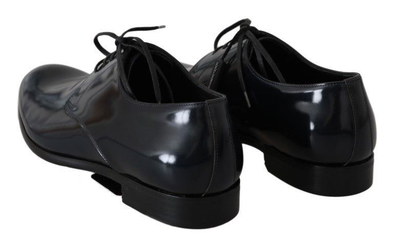 Dolce & Gabbana polished derby shoes in blue leather-5
