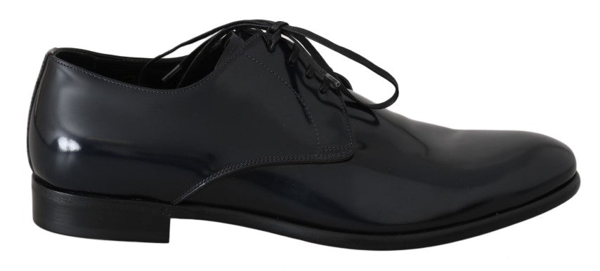 Dolce & Gabbana polished derby shoes in blue leather-1