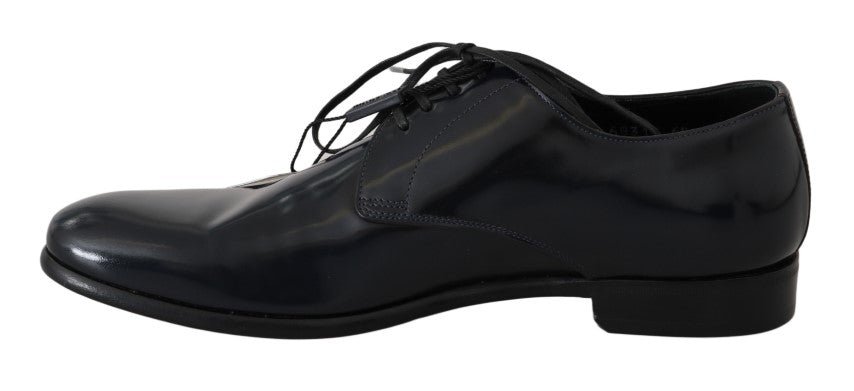 Dolce & Gabbana polished derby shoes in blue leather-6