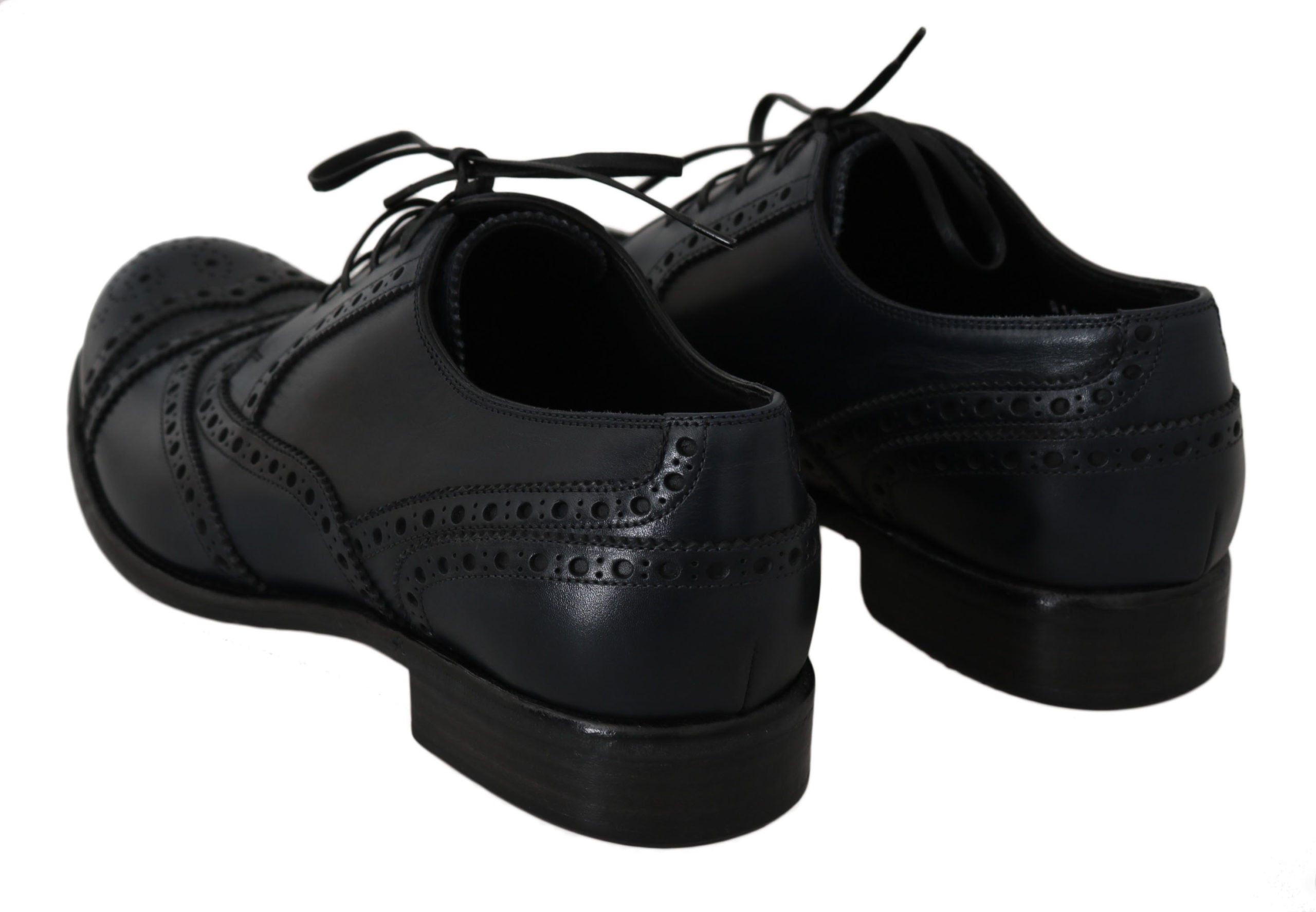 Dolce & Gabbana Dark Blue Leather Wingtip Oxford Dress Shoes-3