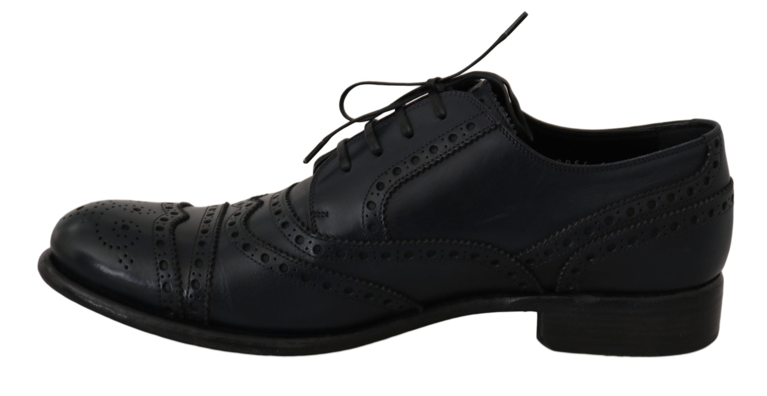 Dolce & Gabbana Dark Blue Leather Wingtip Oxford Dress Shoes-4