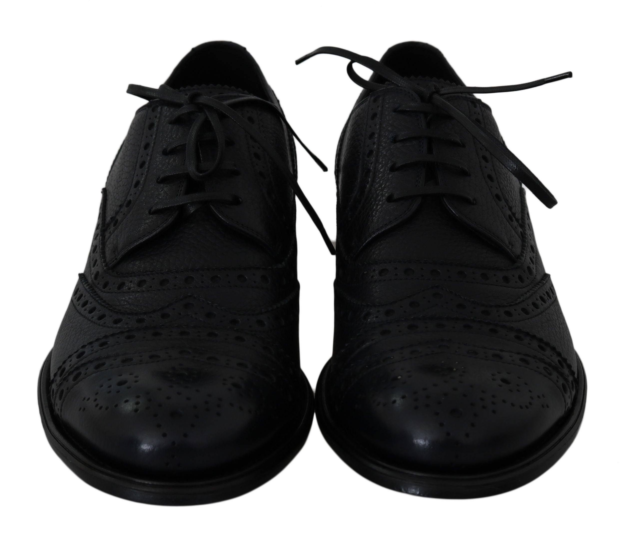 Zapatos de vestir Oxford con punta de ala de cuero azul de Dolce & Gabbana-2