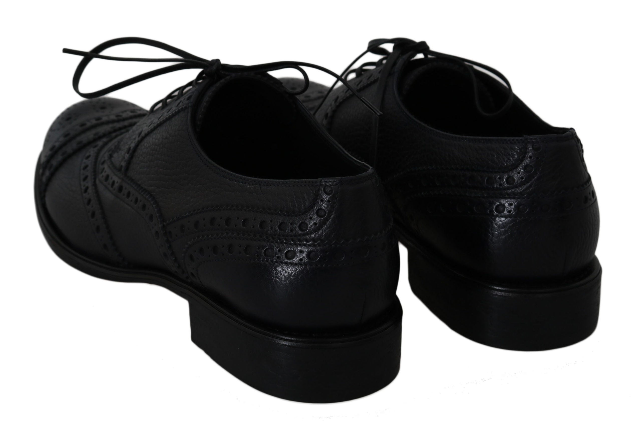 Zapatos de vestir Oxford con punta de ala de cuero azul de Dolce & Gabbana-3