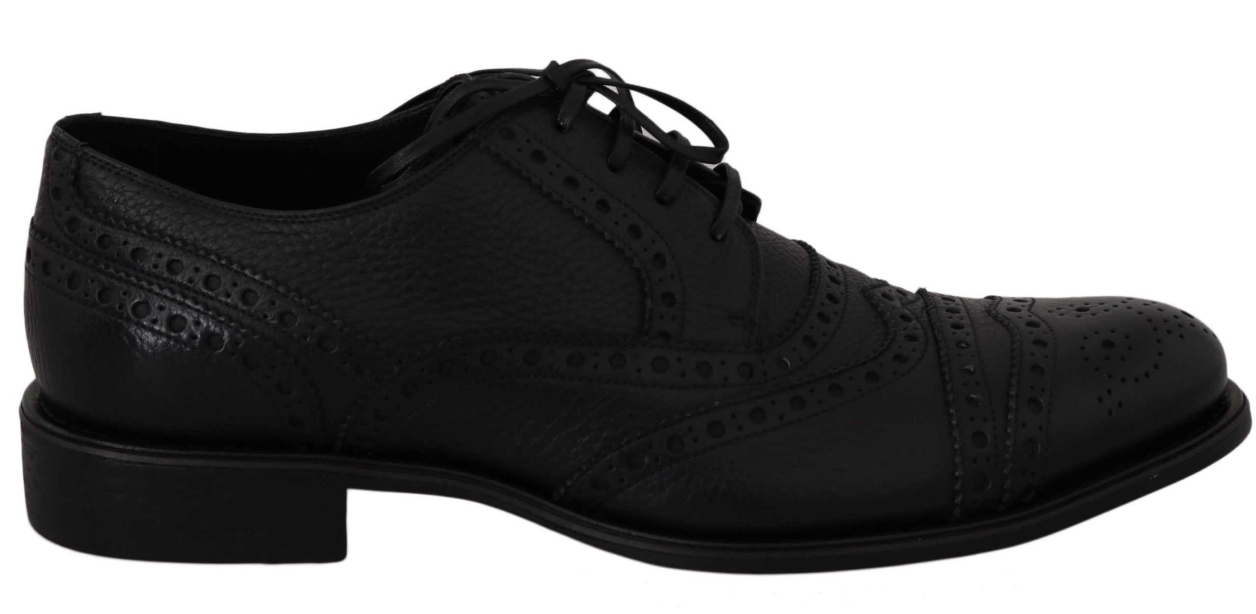 Zapatos de vestir Oxford con punta de ala de cuero azul de Dolce & Gabbana-1
