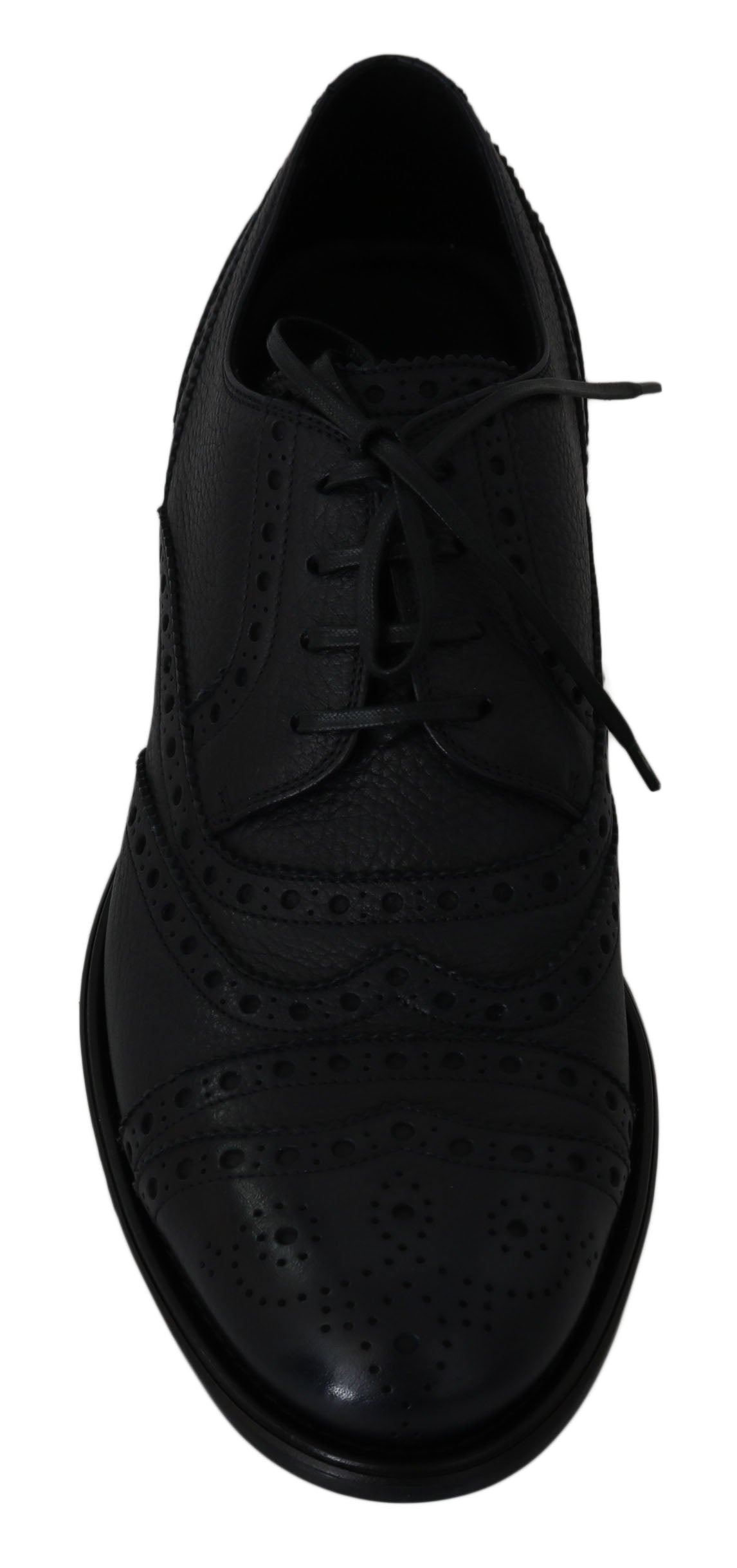 Zapatos de vestir Oxford con punta de ala de cuero azul de Dolce & Gabbana-6