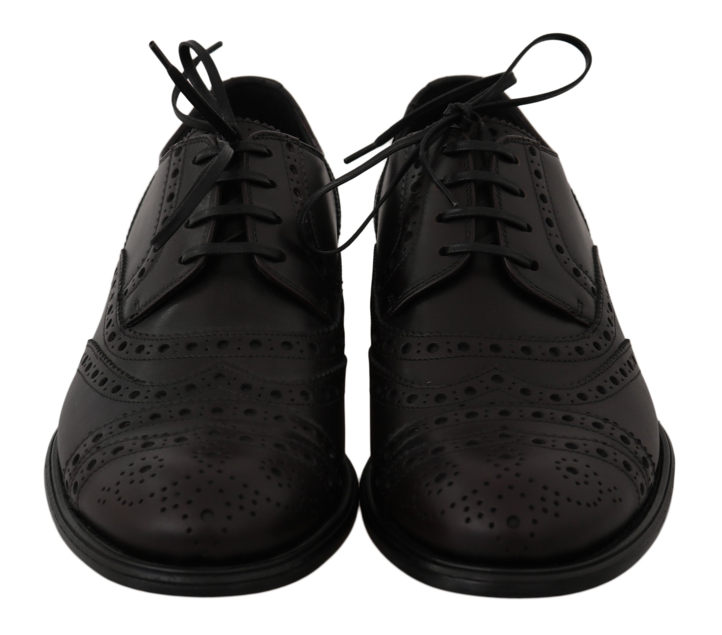 Dolce & Gabbana Schwarze Leder Wingtip Oxford Dress Schuhe-2