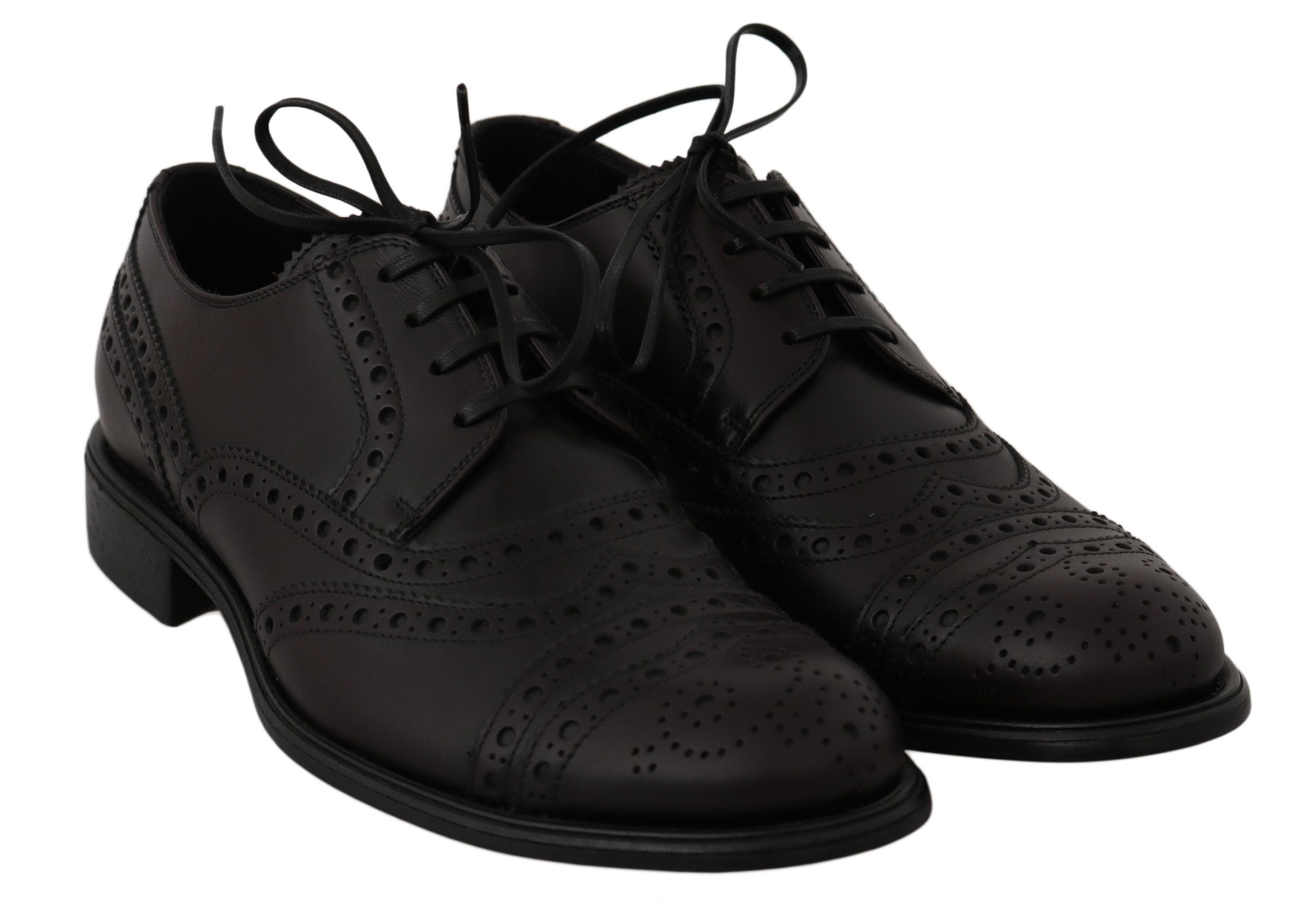 Dolce & Gabbana Schwarze Leder Wingtip Oxford Dress Schuhe-3