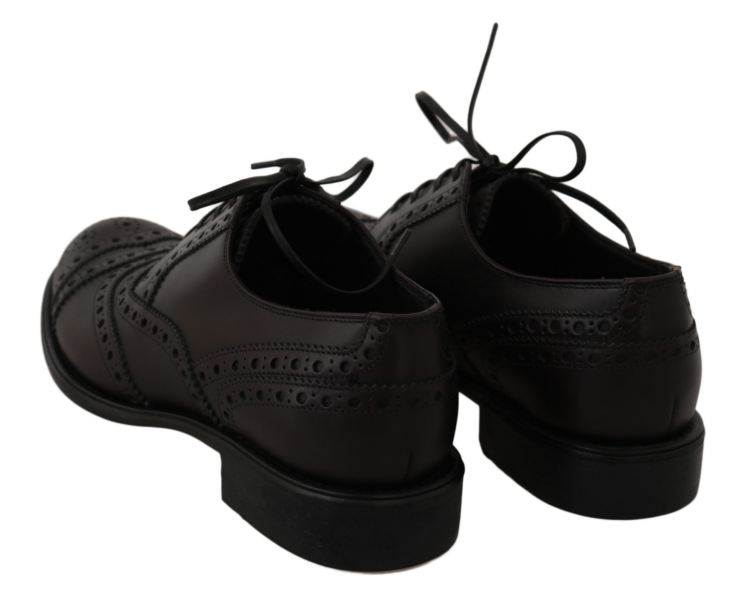 Dolce & Gabbana Schwarze Leder Wingtip Oxford Dress Schuhe-4