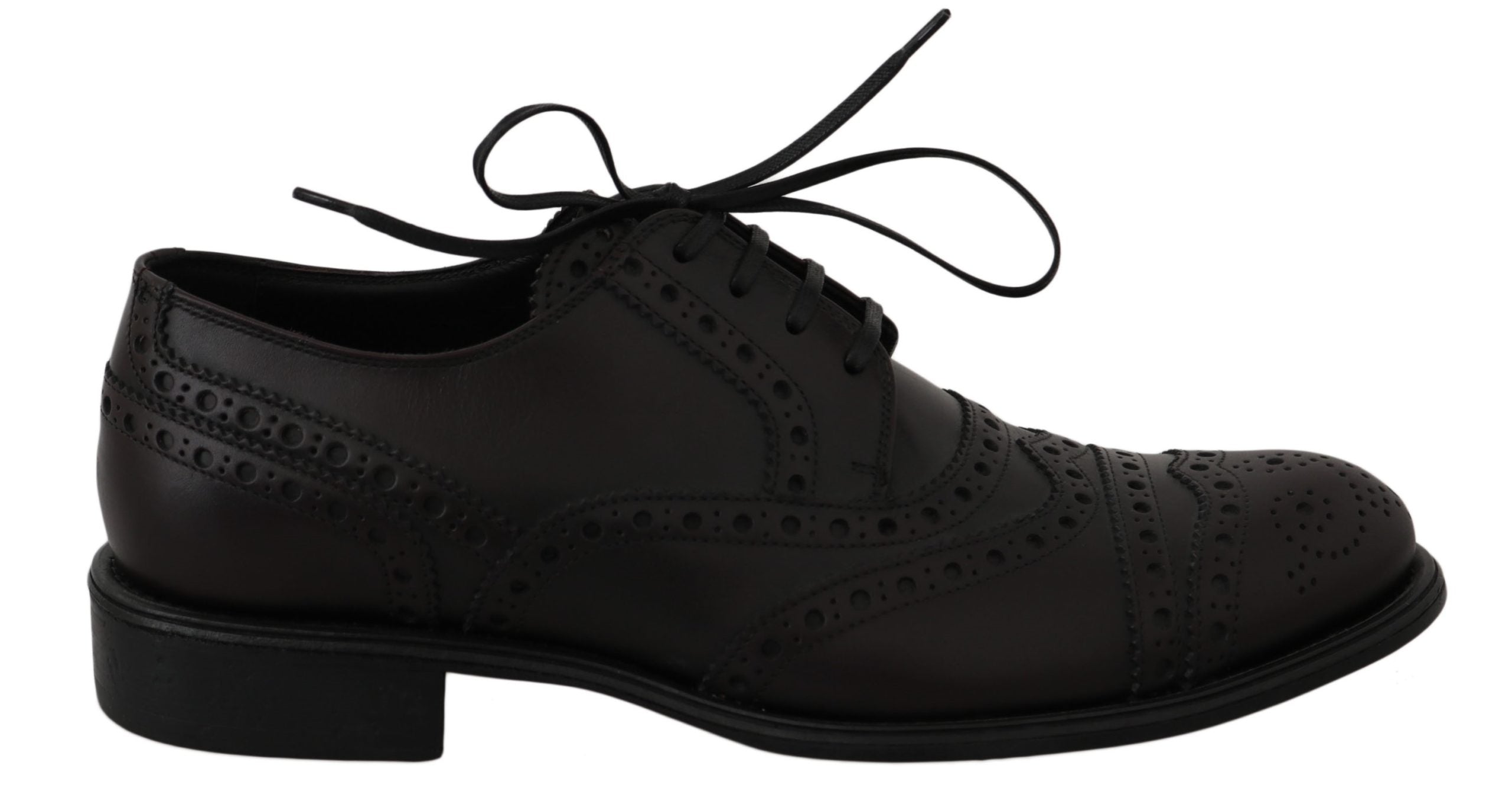 Dolce & Gabbana Schwarze Leder Wingtip Oxford Dress Schuhe-1