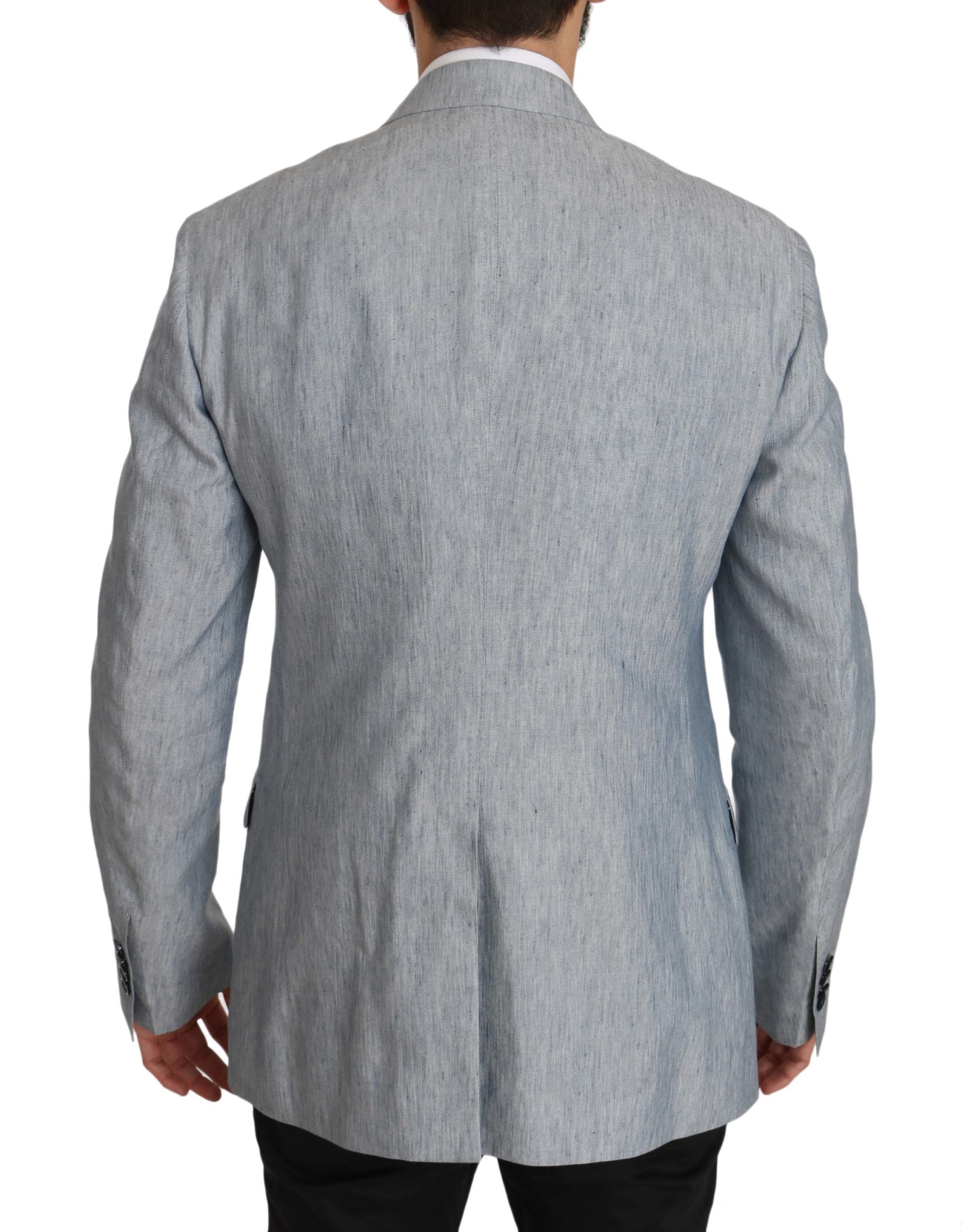 Dolce & Gabbana Blue Flax Jacket NAPOLI Coat Blazer-2