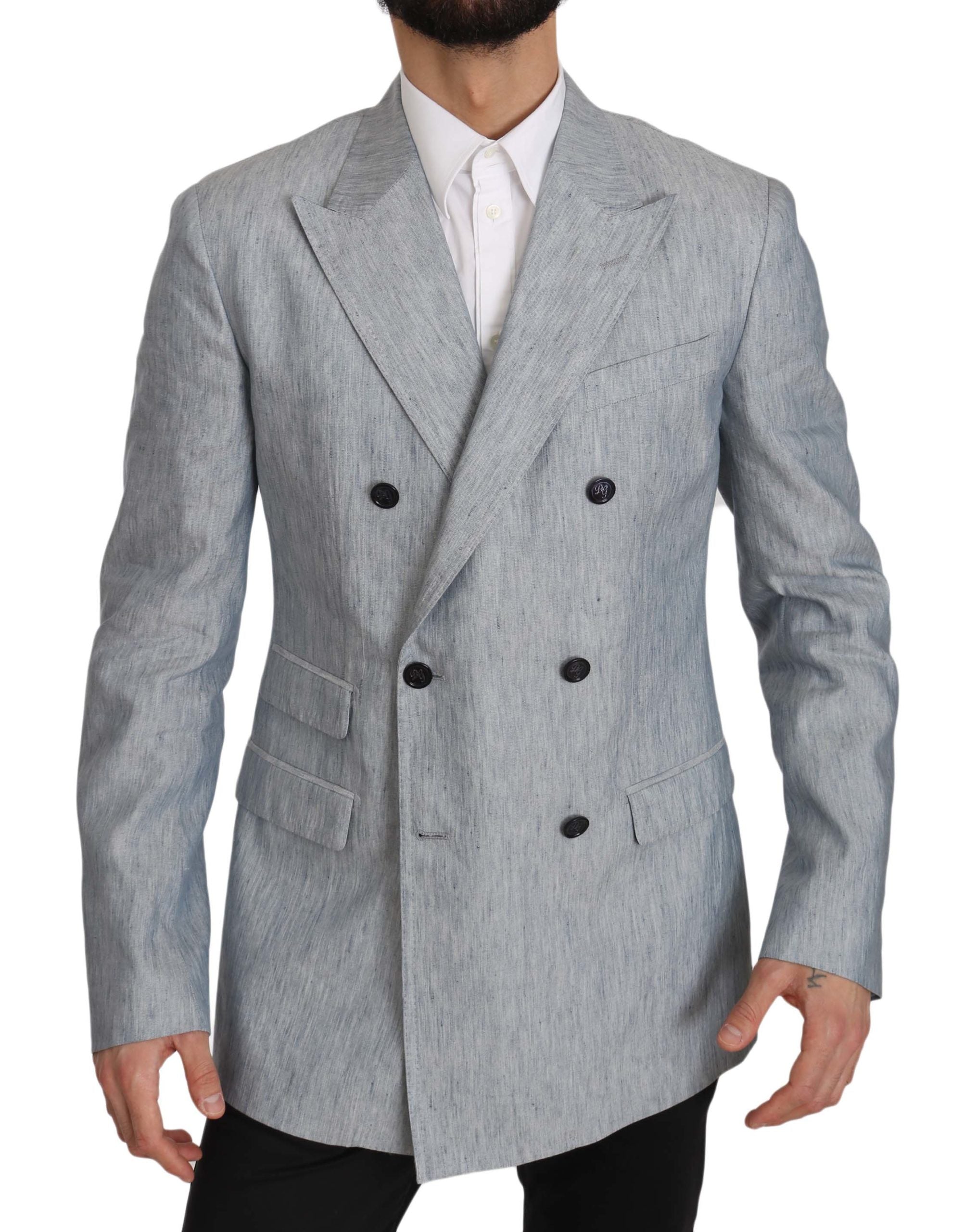 Dolce & Gabbana Blue Flax Jacket NAPOLI Coat Blazer-5
