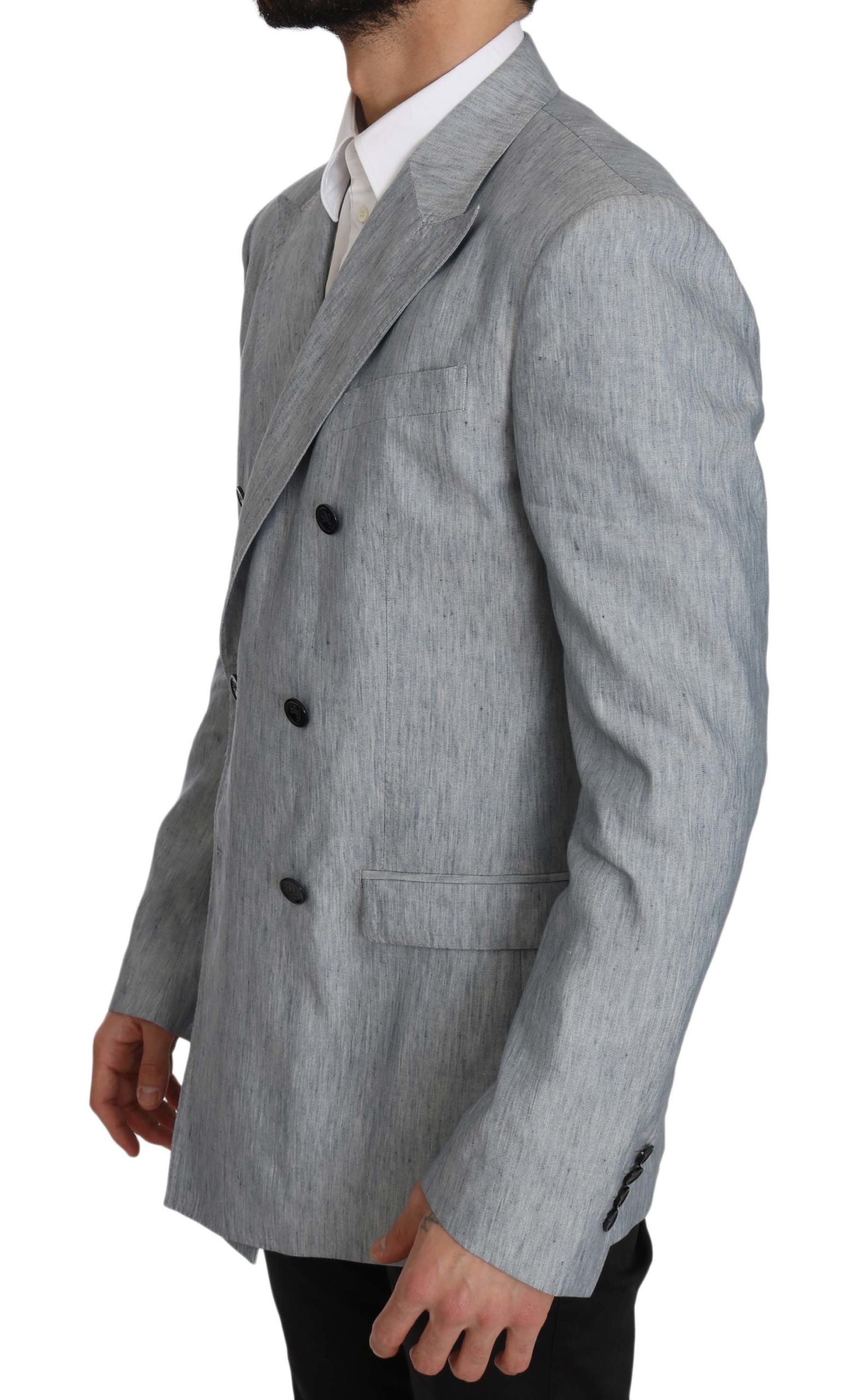 Dolce & Gabbana Blue Flax Jacket NAPOLI Coat Blazer-6