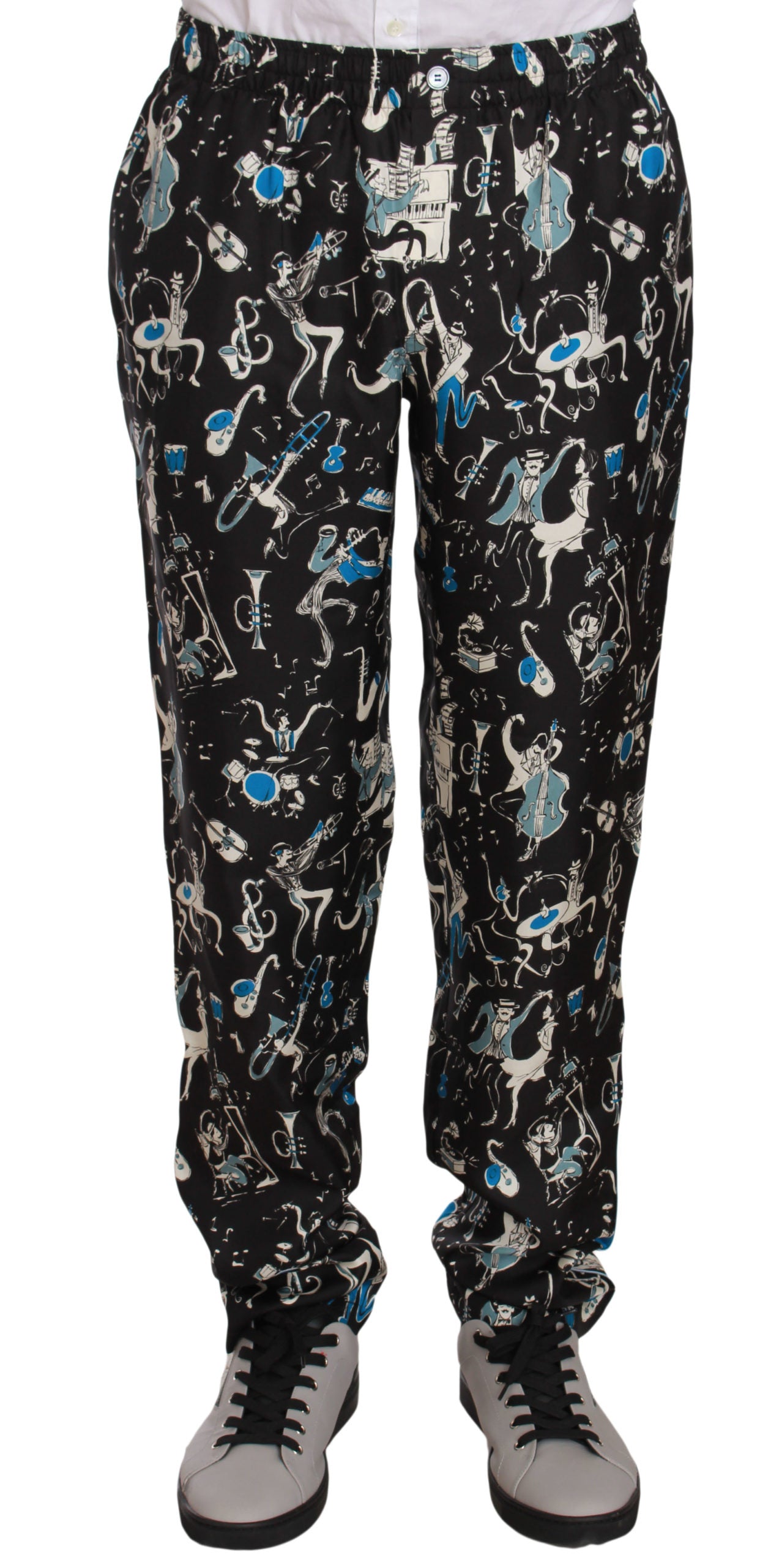 Dolce & Gabbana Schwarze Musikinstrumenten-Schlafanzugshose-1