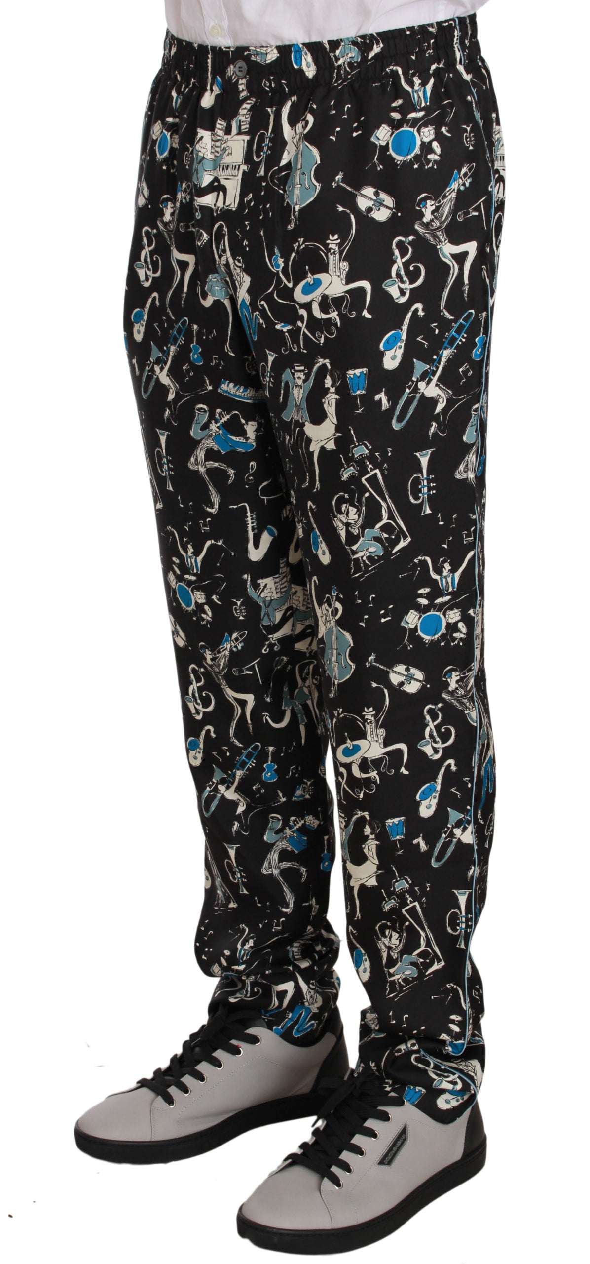 Dolce & Gabbana Schwarze Musikinstrumenten-Schlafanzugshose-3