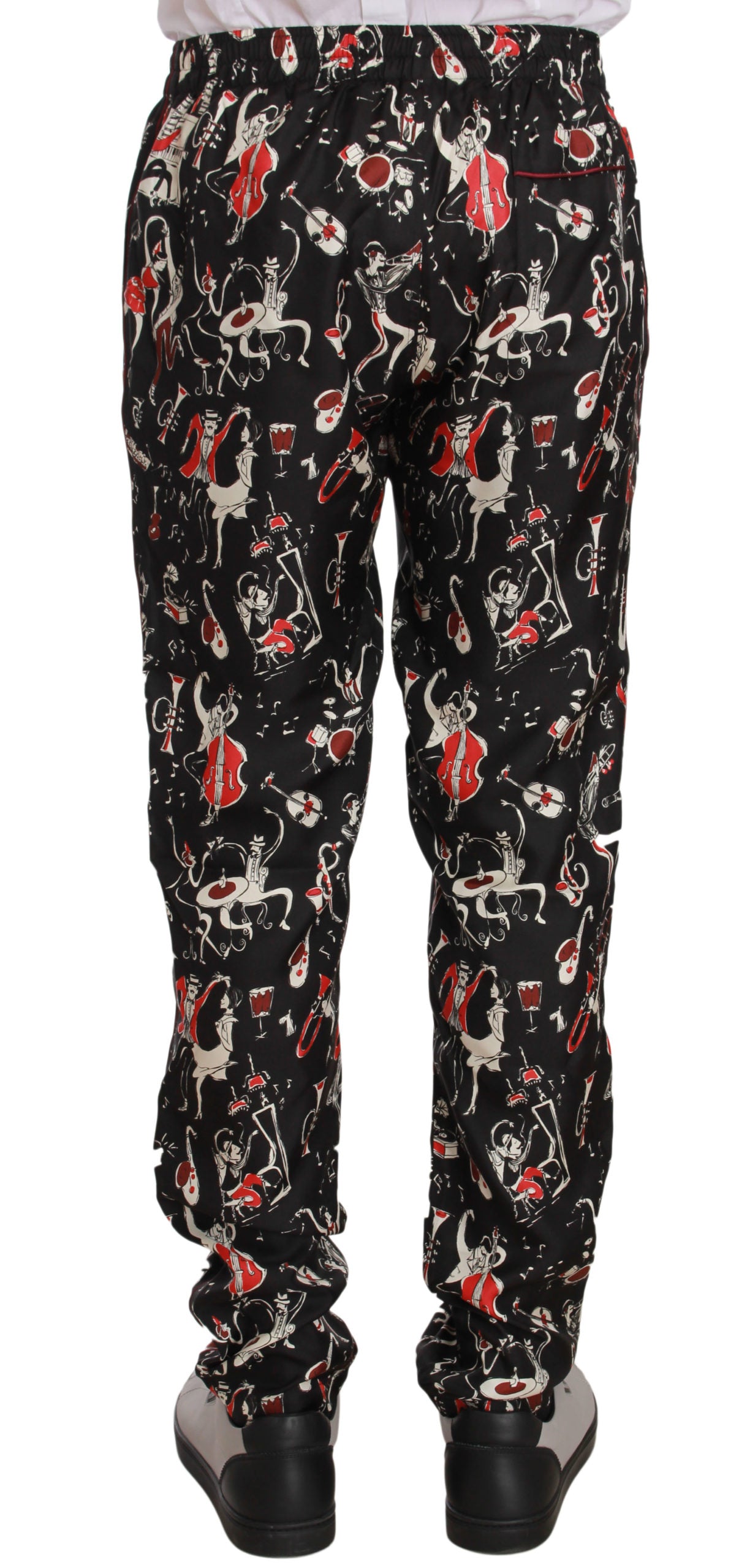 Dolce & Gabbana Red Musical Instrument Print Nightwear Trousers-2