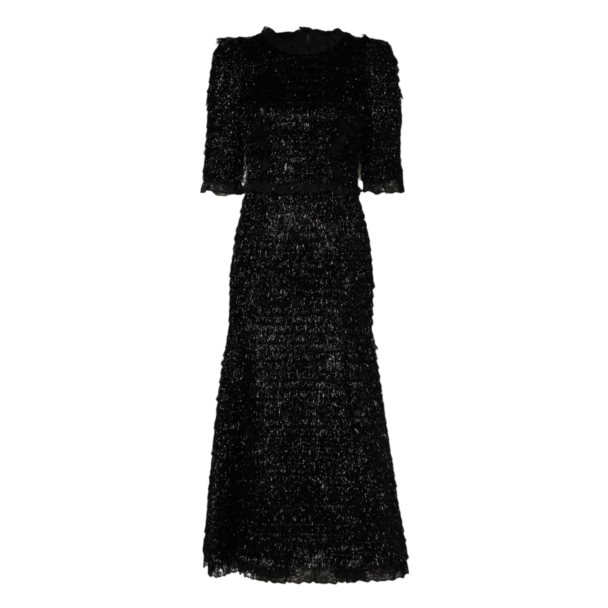Dolce & Gabbana Black Metallic Polyester A-Line Midi Dress-5